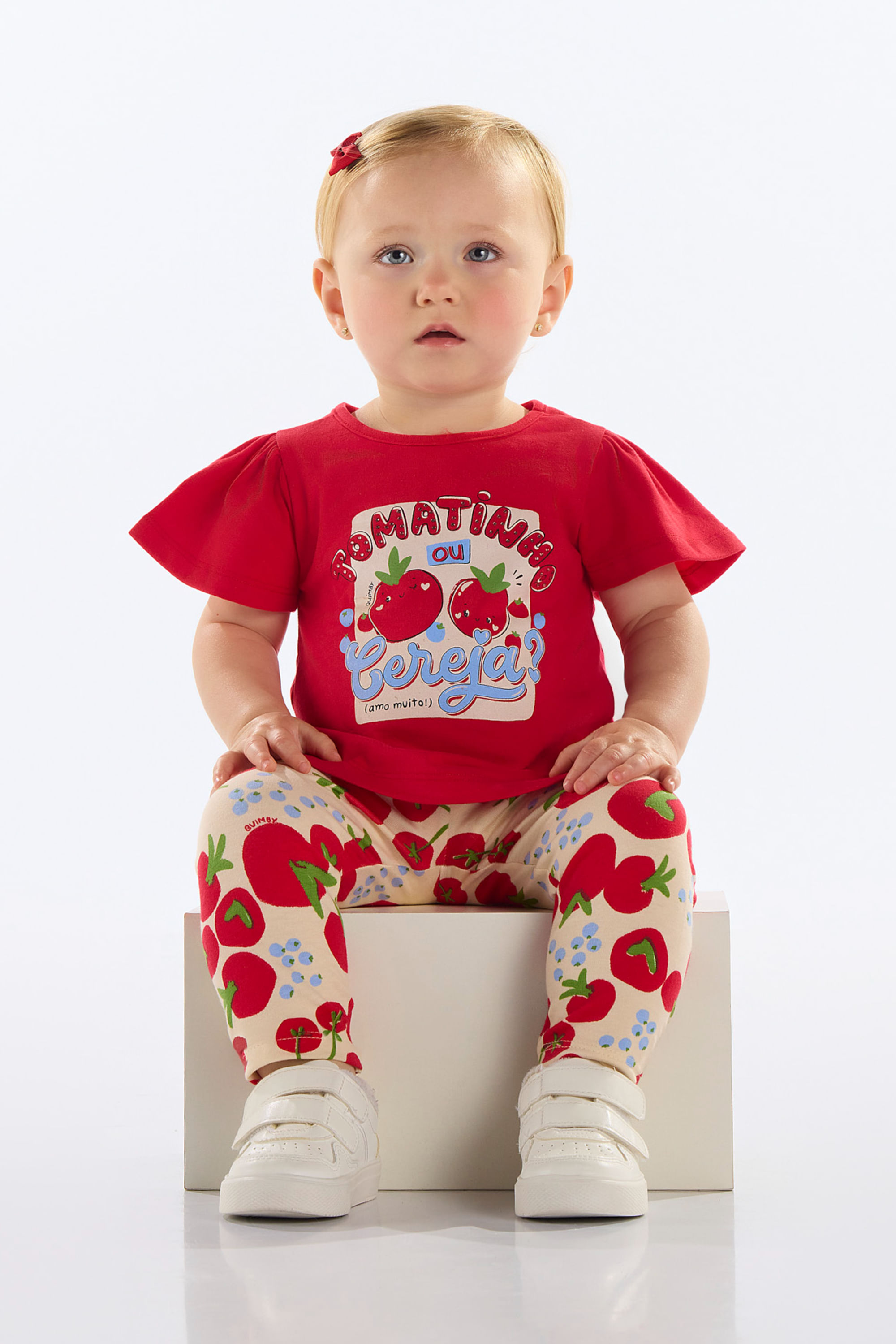 Conjunto com Blusa e Calça Legging para Bebê (Vermelho) Quimby