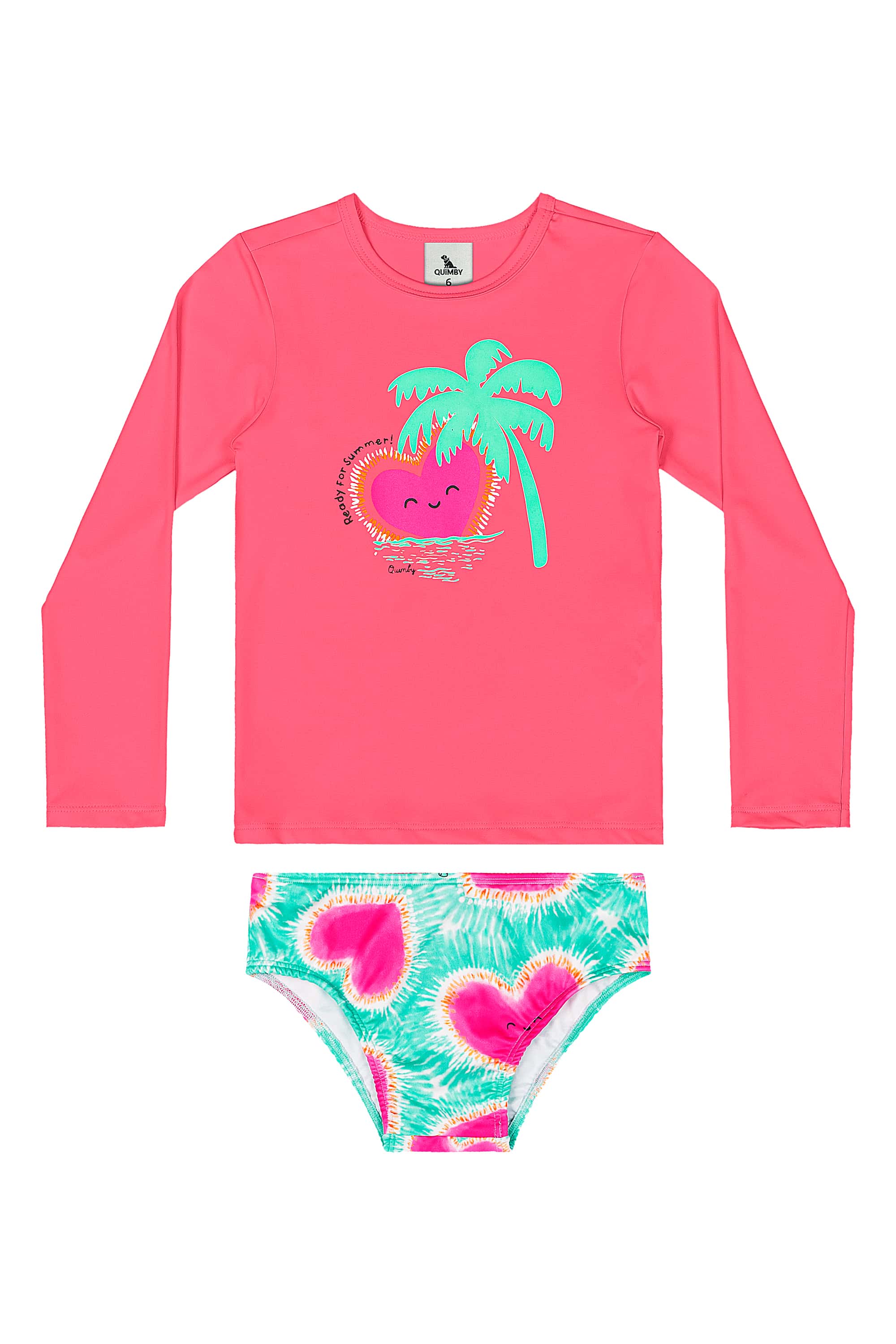 Biquíni Manga Longa FPS +50 Infantil (Rosa Pink) Quimby