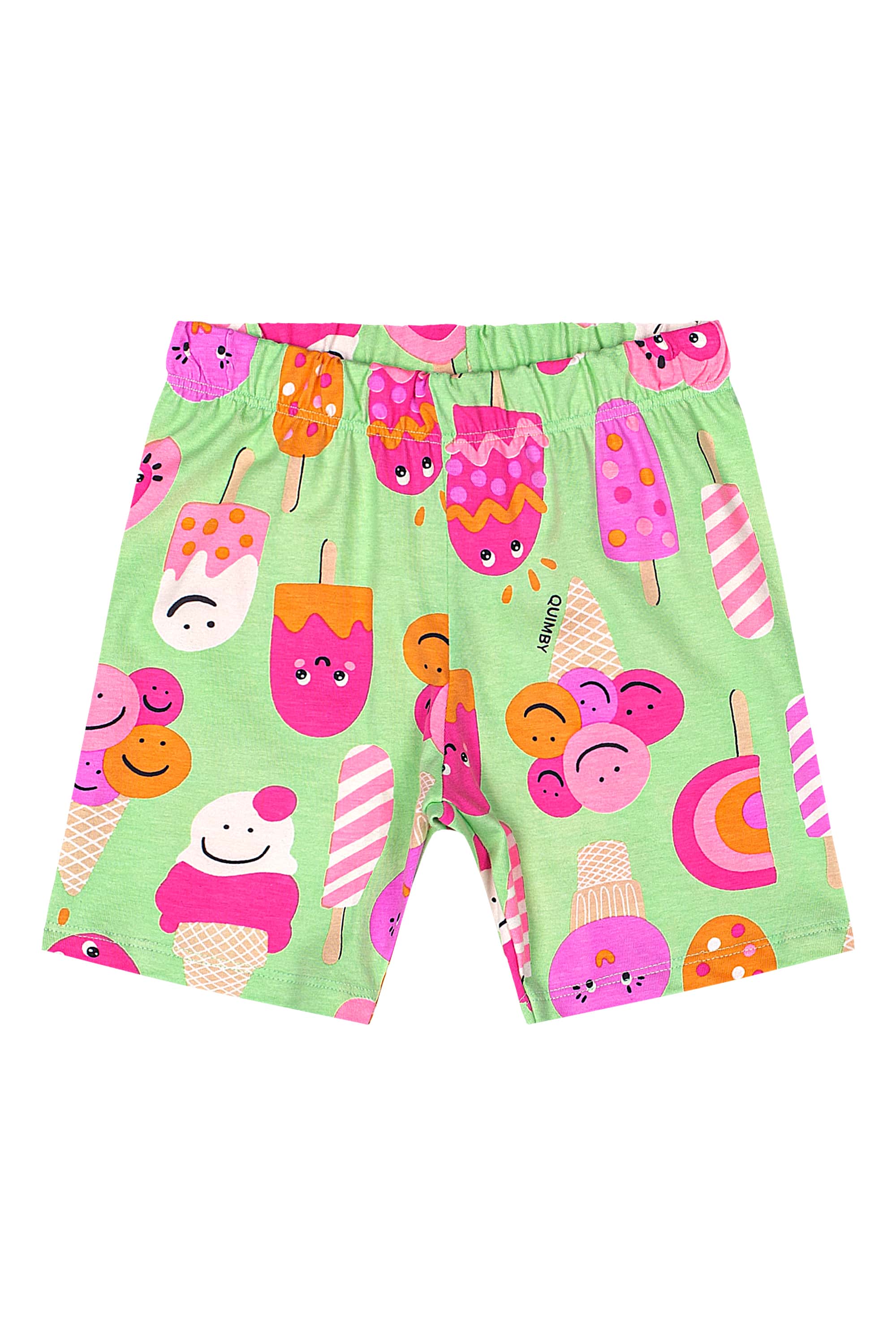 Bermuda Ciclista Estampada Infantil em Cotton (Verde) Quimby