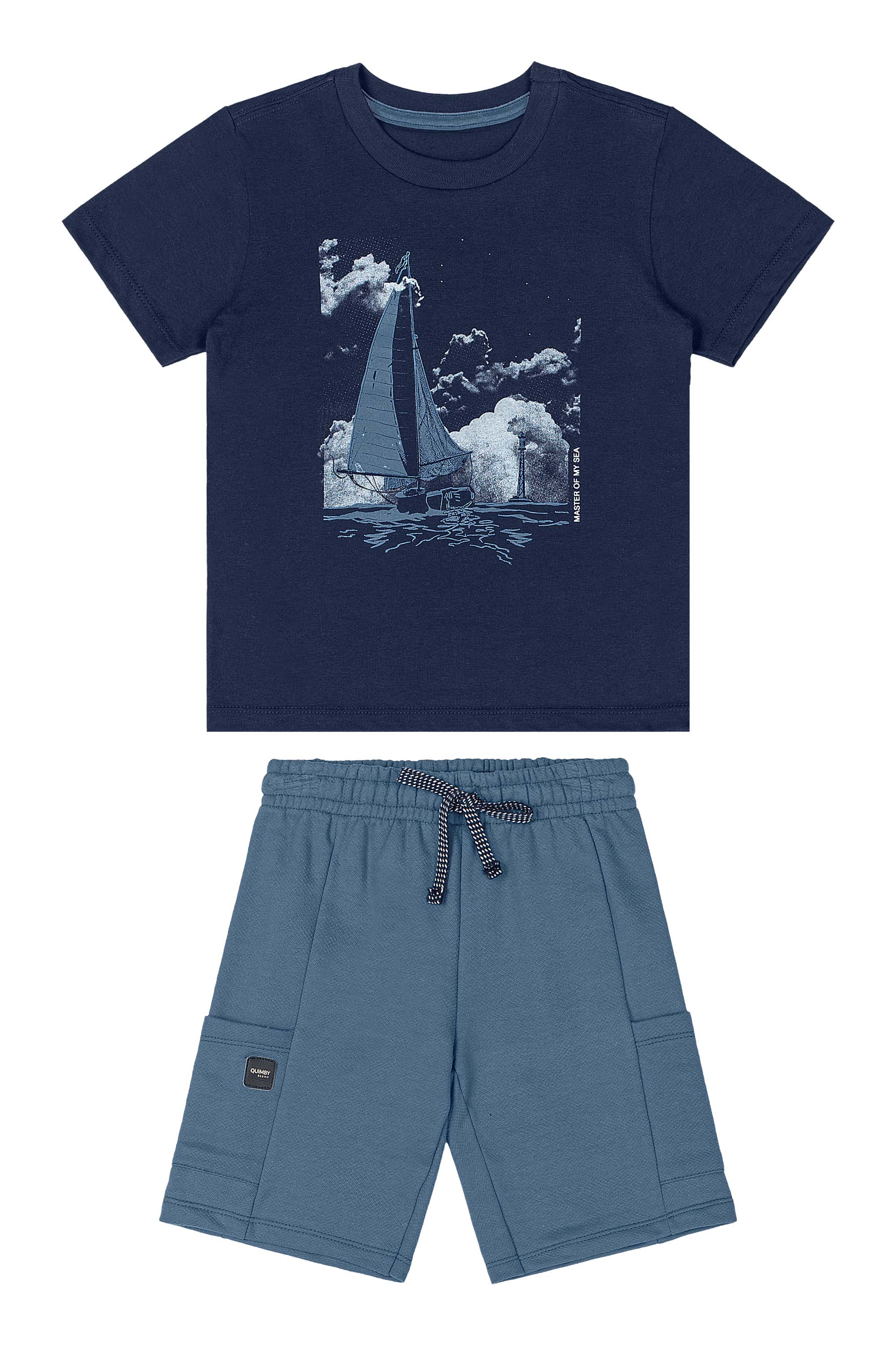 Conjunto Infantil com Camiseta e Bermuda para Menino (Azul Marinho) Quimby - Imagem 2