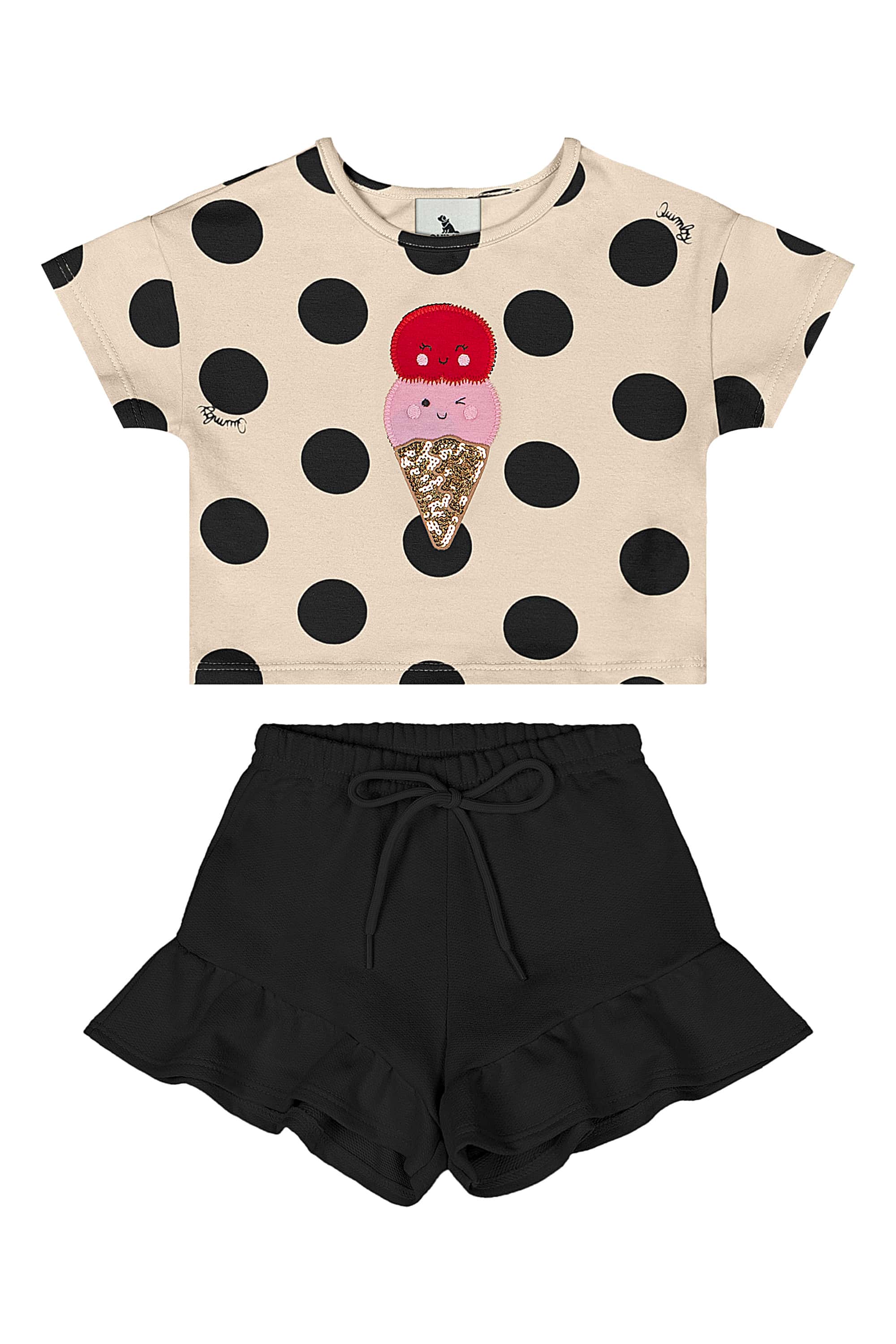 Conjunto com Blusa e Short para Bebê Menina (Preto) Quimby - Imagem 21