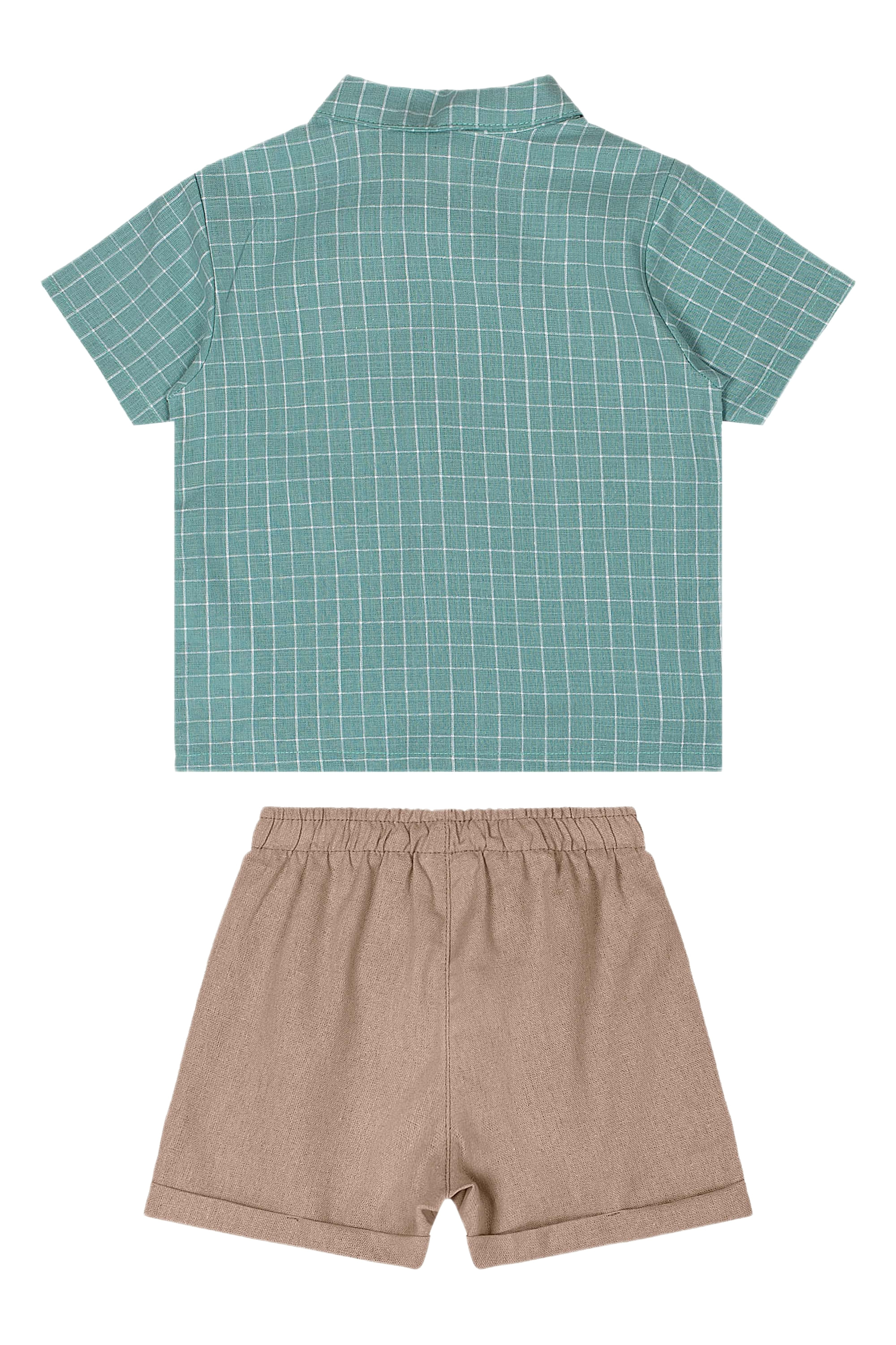 Conjunto Bebê Menino com Camisa e Bermuda (Verde) Quimby - Imagem 10