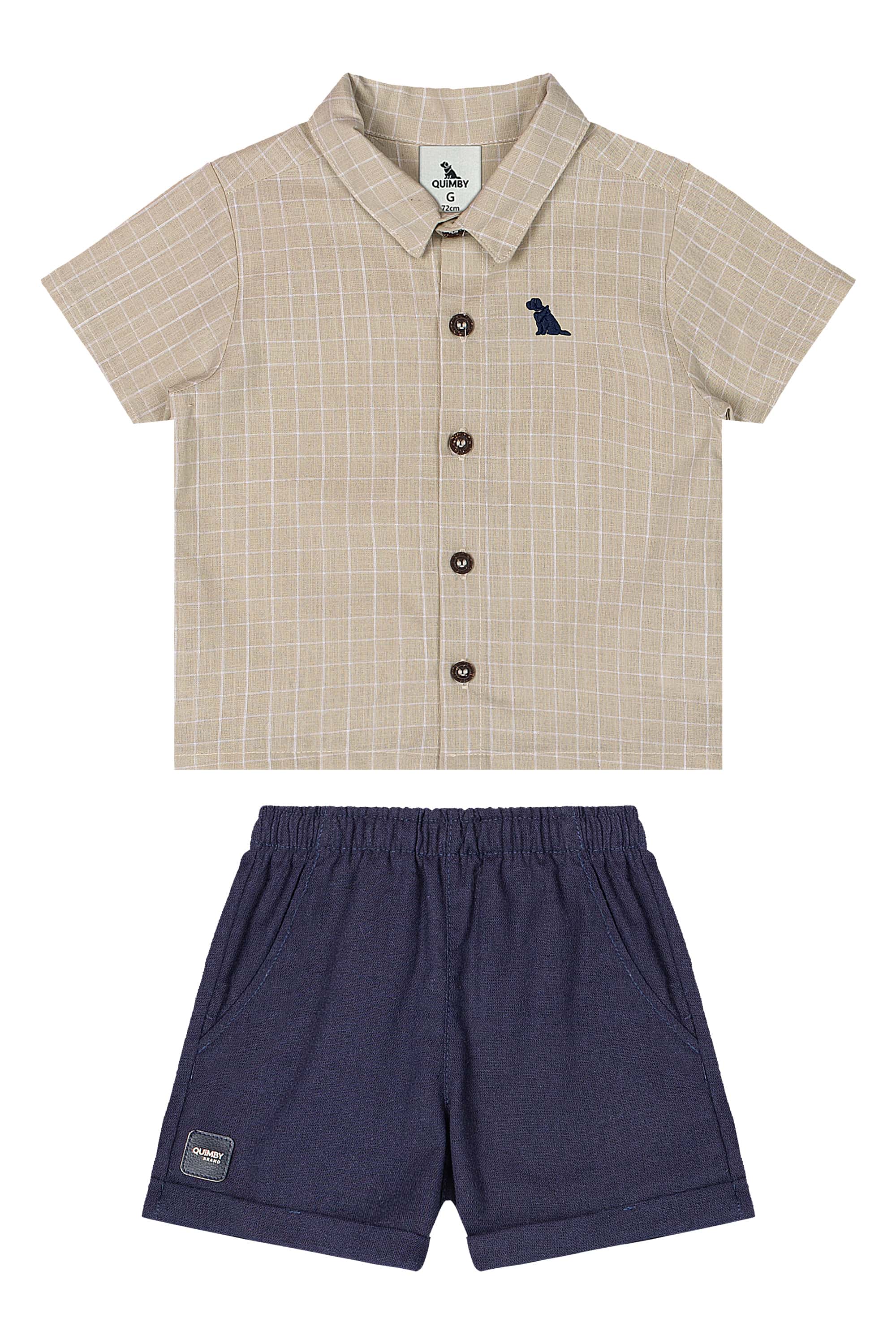 Conjunto Bebê Menino com Camisa e Bermuda (Bege) Quimby - Imagem 23