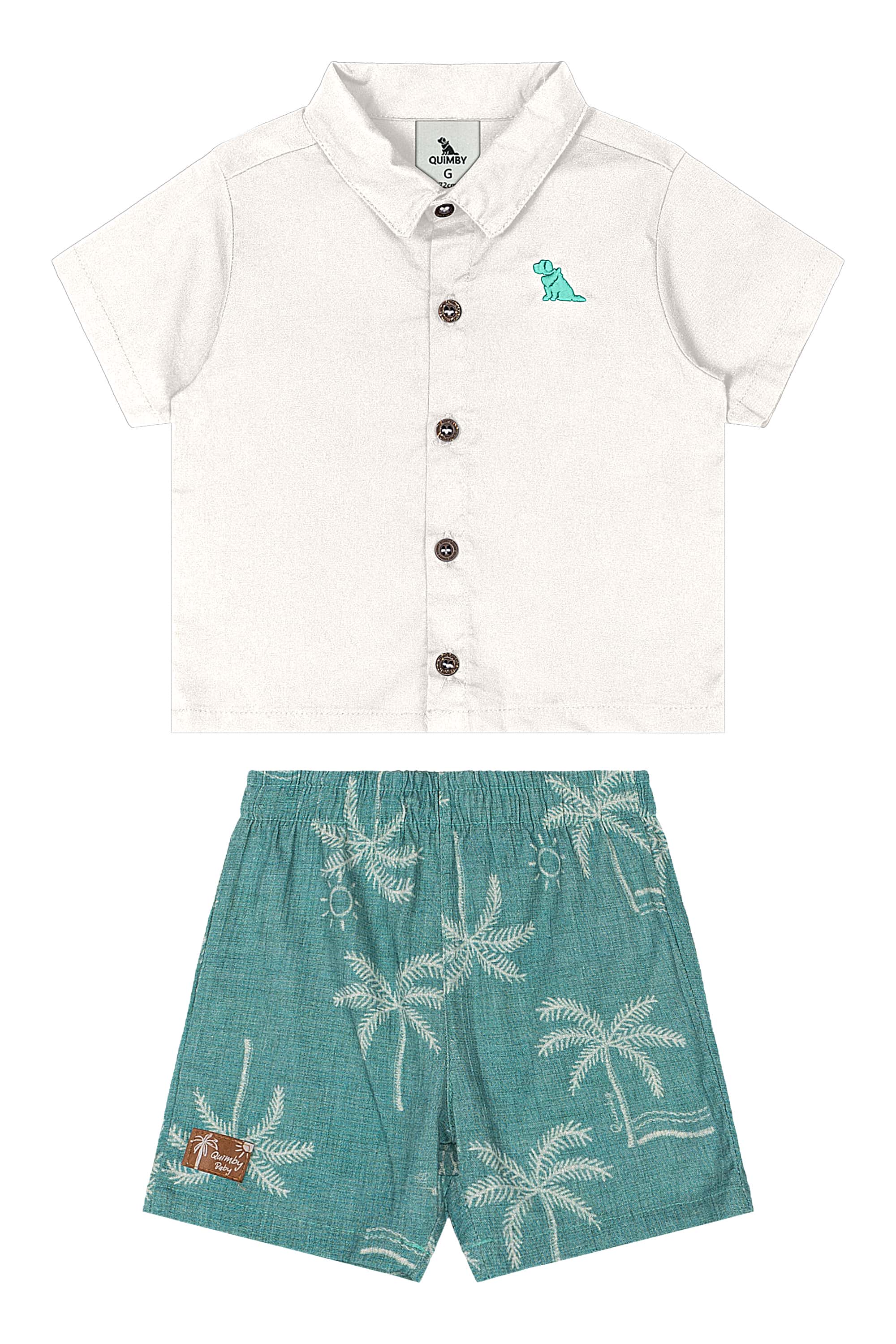 Conjunto Bebê com Camisa e Bermuda (Off White) Quimby