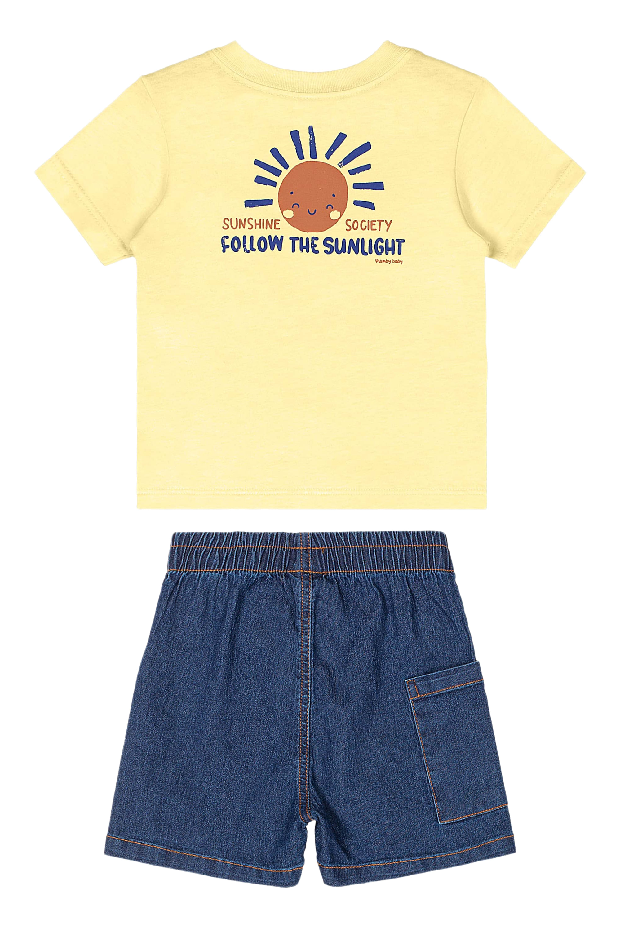 Conjunto para Bebê com Camiseta e Bermuda (Amarelo) Quimby - Imagem 14