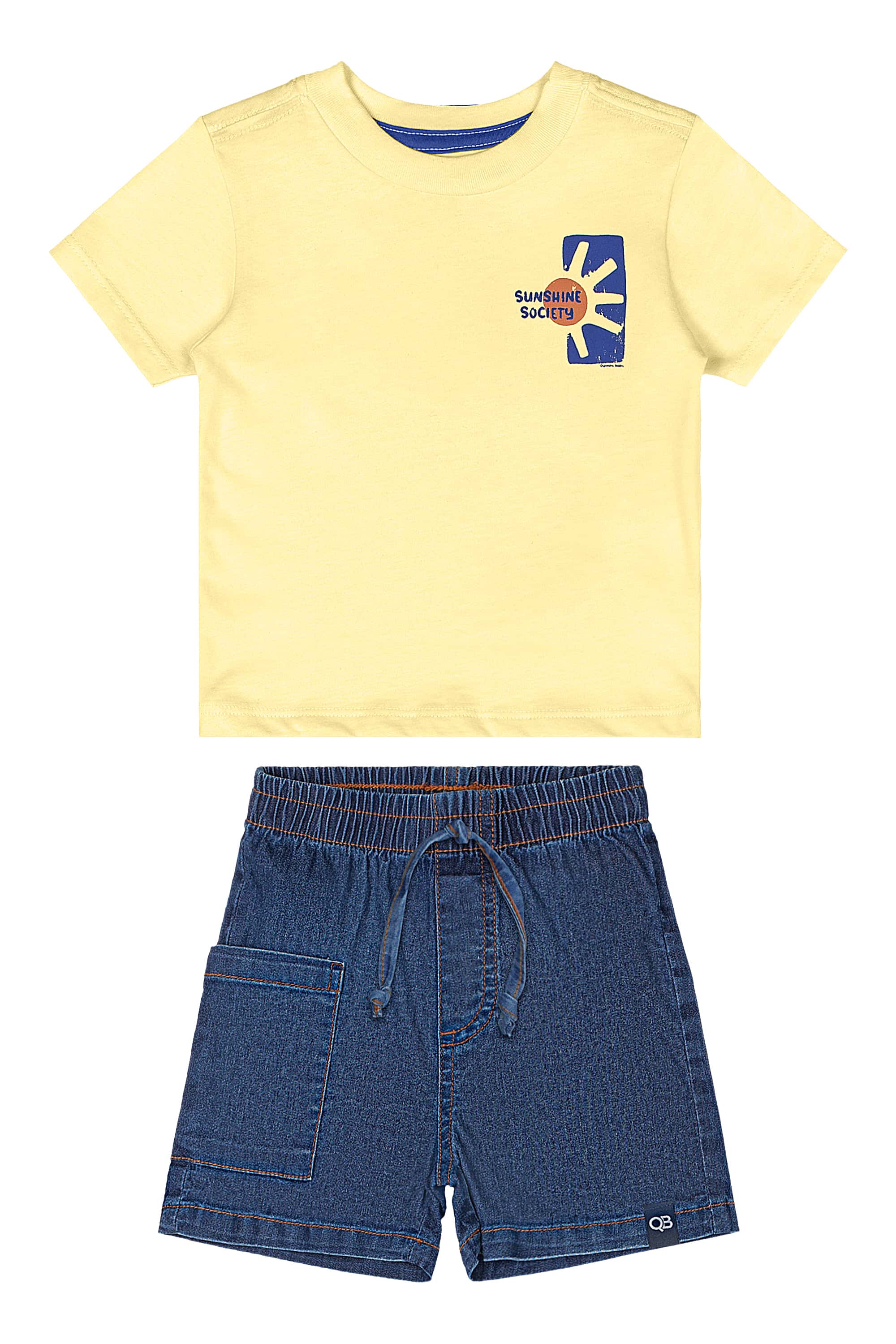 Conjunto para Bebê com Camiseta e Bermuda (Amarelo) Quimby - Imagem 26