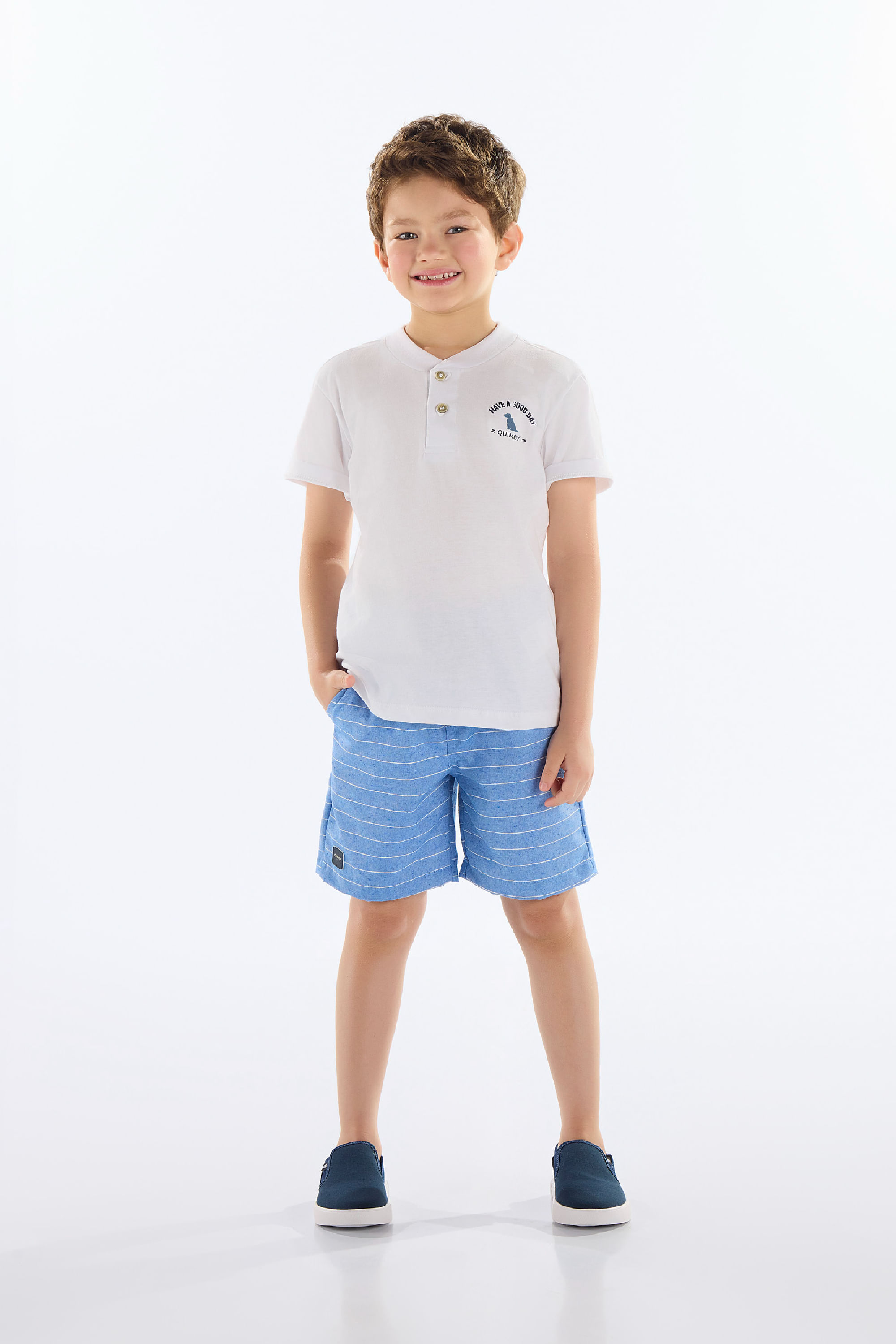 Conjunto para Menino com Camiseta e Bermuda (Branco) Quimby - Imagem 19