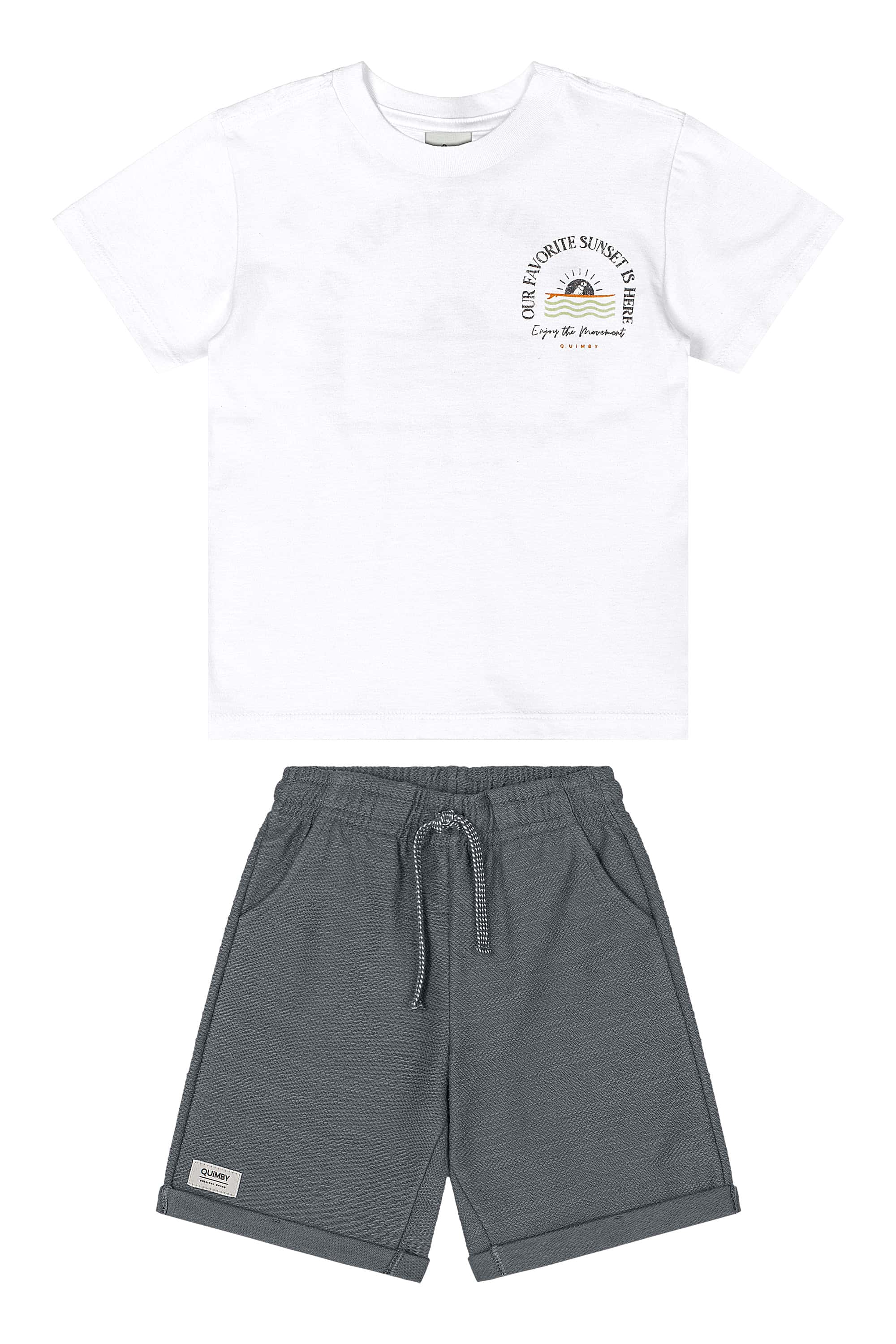Conjunto com Camiseta e Bermuda Infantil (Branco) Quimby - Imagem 30