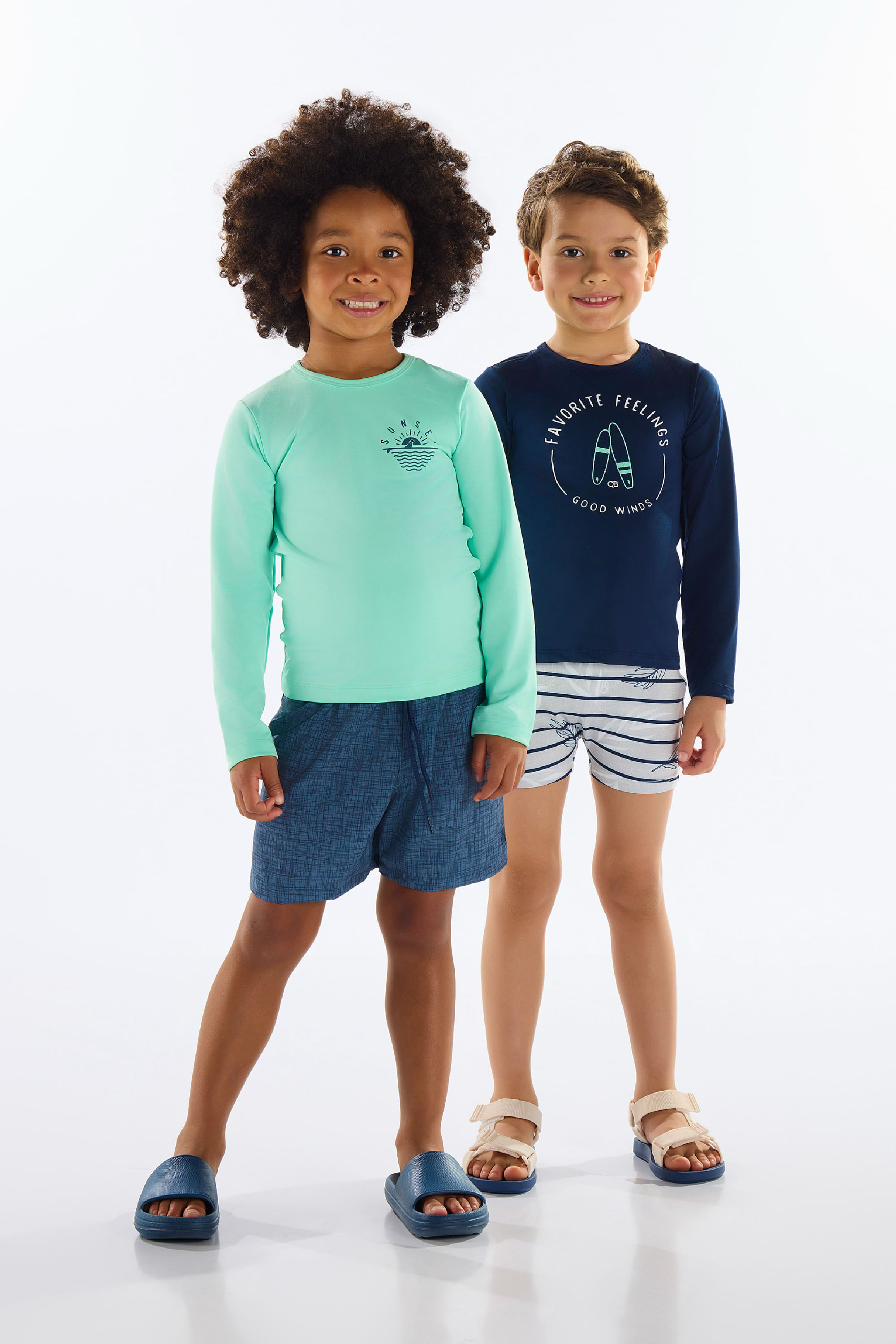 Conjunto Infantil Camiseta e Sunga FPS +50 UV DRY (Azul Marinho) Quimby - Imagem 70