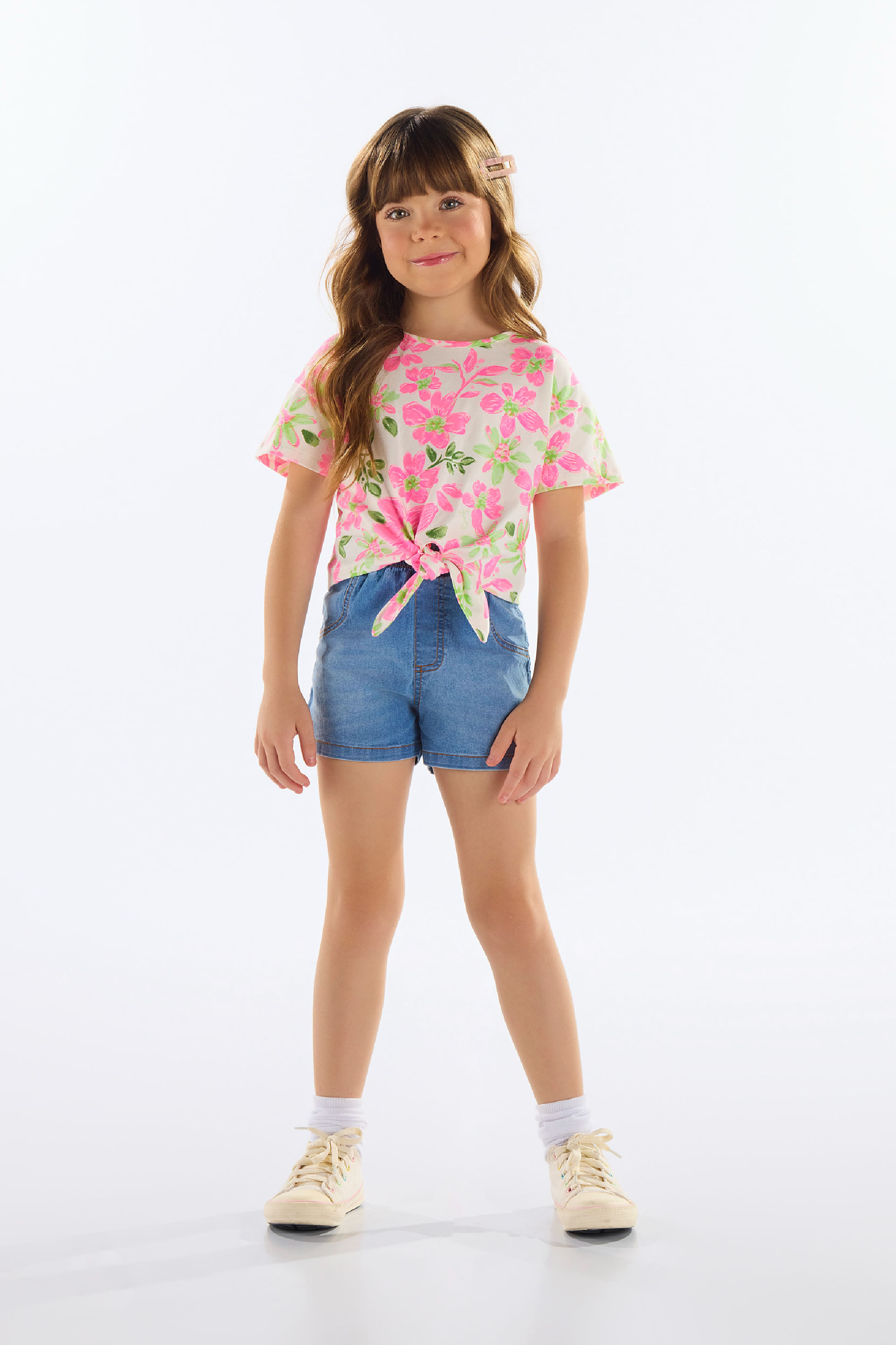 Shorts Infantil Feminino em Jeans com Elastano (Azul) Quimby - Imagem 4