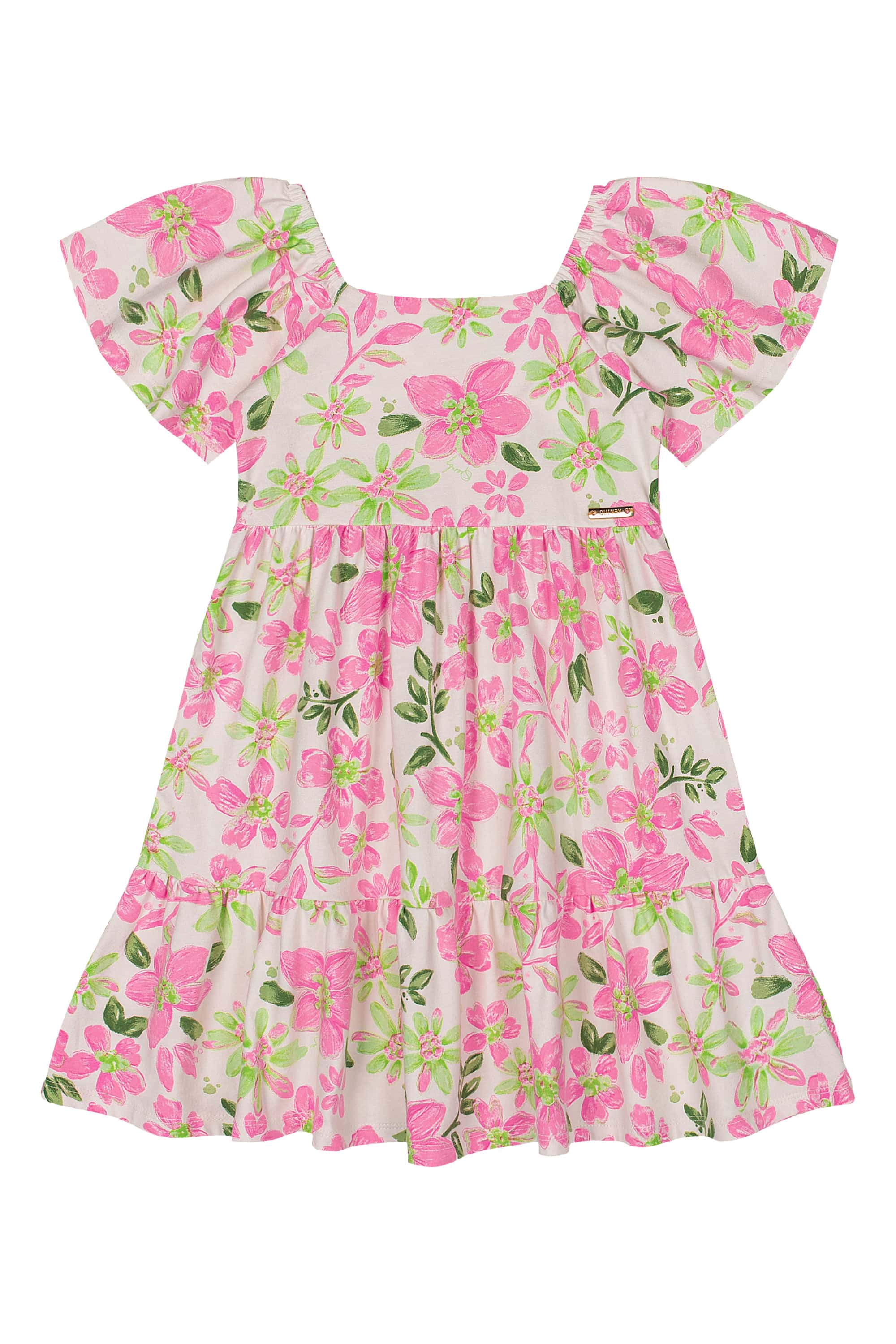 Vestido Infantil em Cotton Floral (Rosa) Quimby - Imagem 2