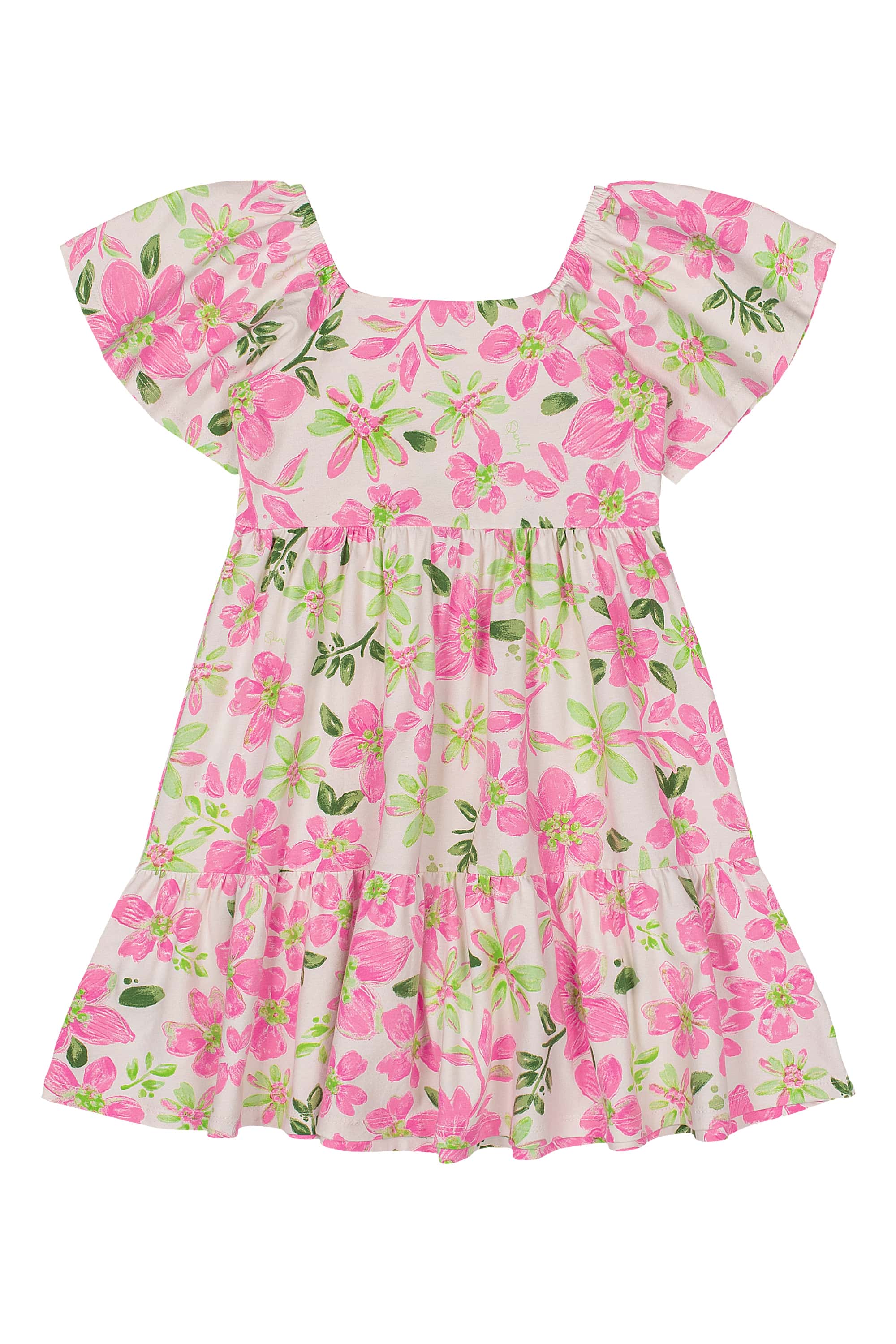 Vestido Infantil em Cotton Floral (Rosa) Quimby - Imagem 3