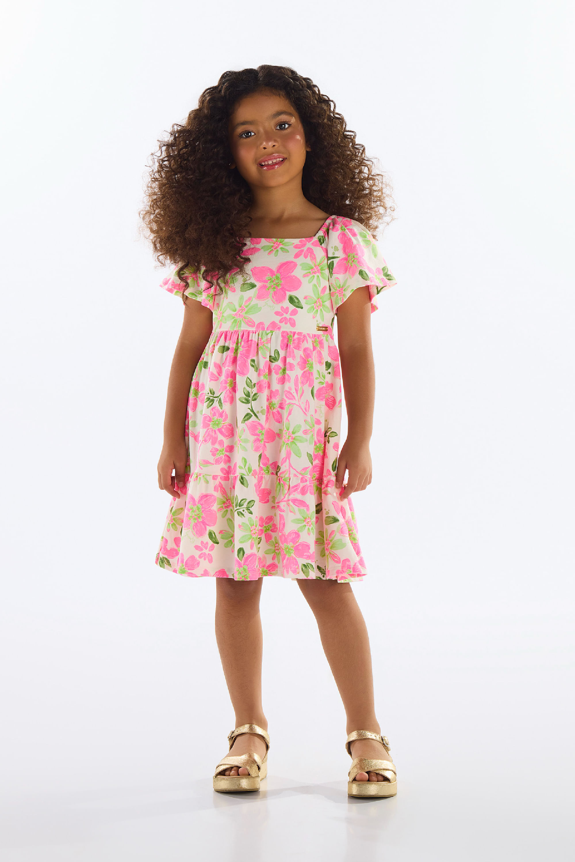 Vestido Infantil em Cotton Floral (Rosa) Quimby - Imagem 13