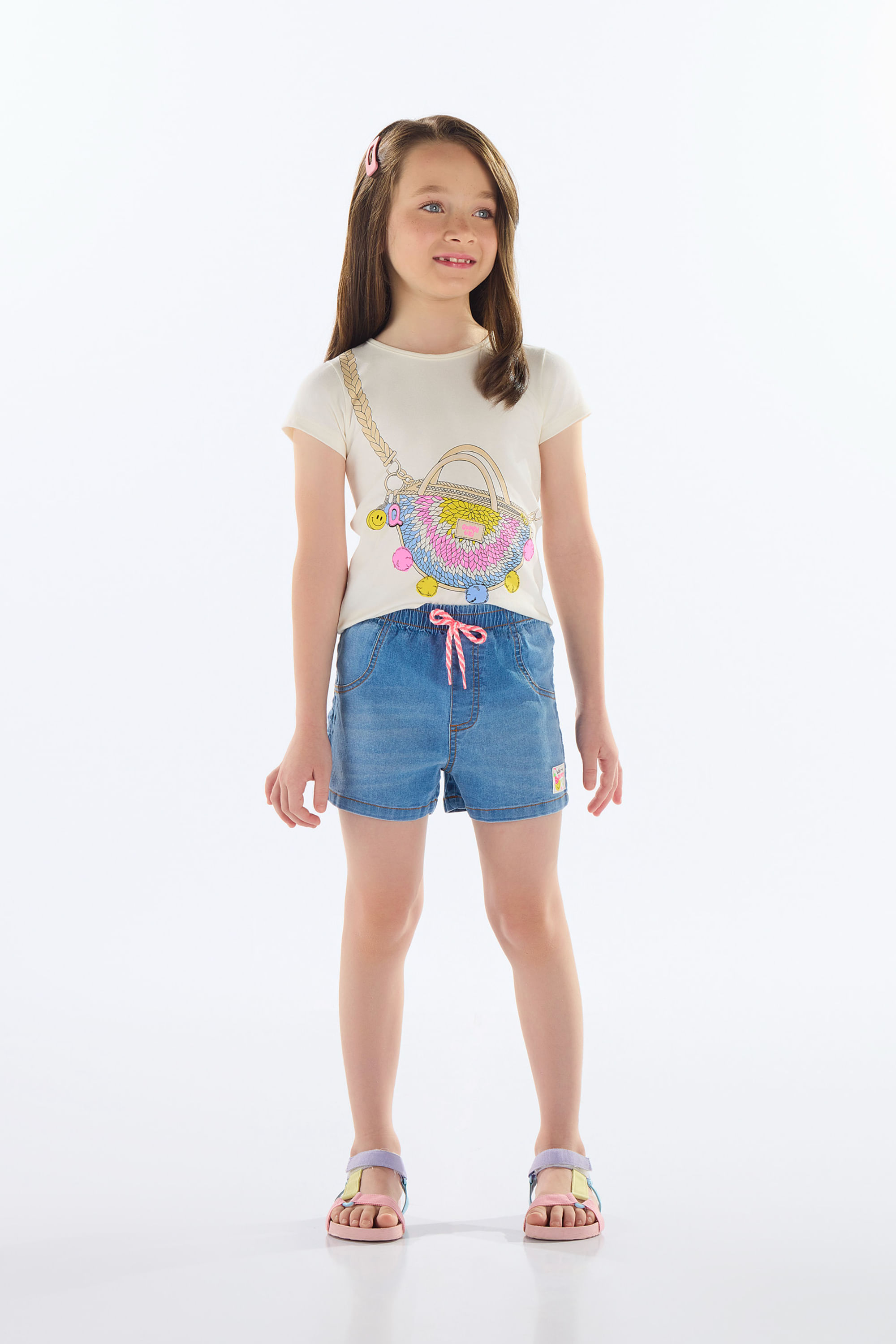 Blusa Infantil em Cotton com Strass (Off White) Quimby - Imagem 7