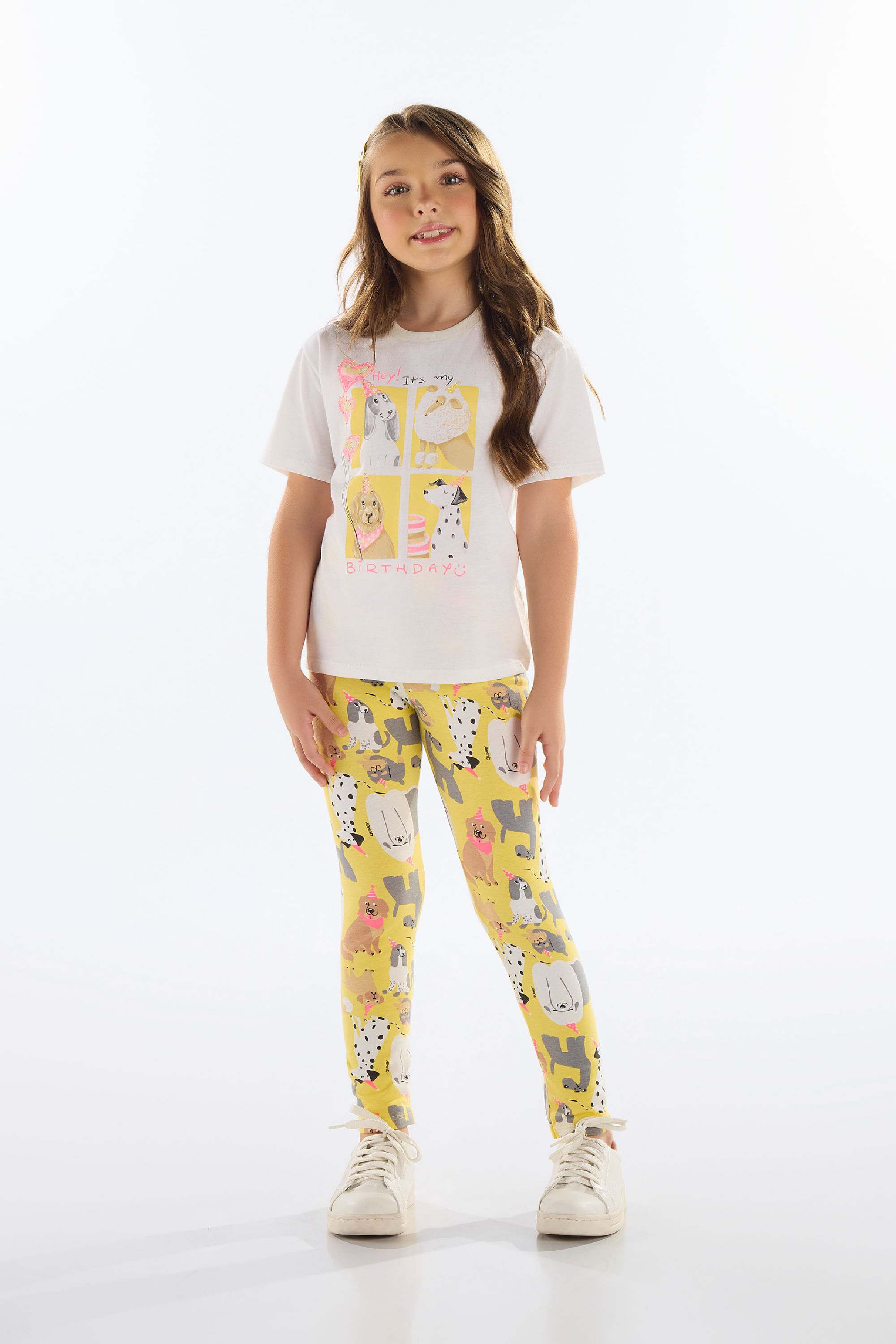 Conjunto com Blusa e Calça Legging Infantil (Off White) Quimby - Imagem 25
