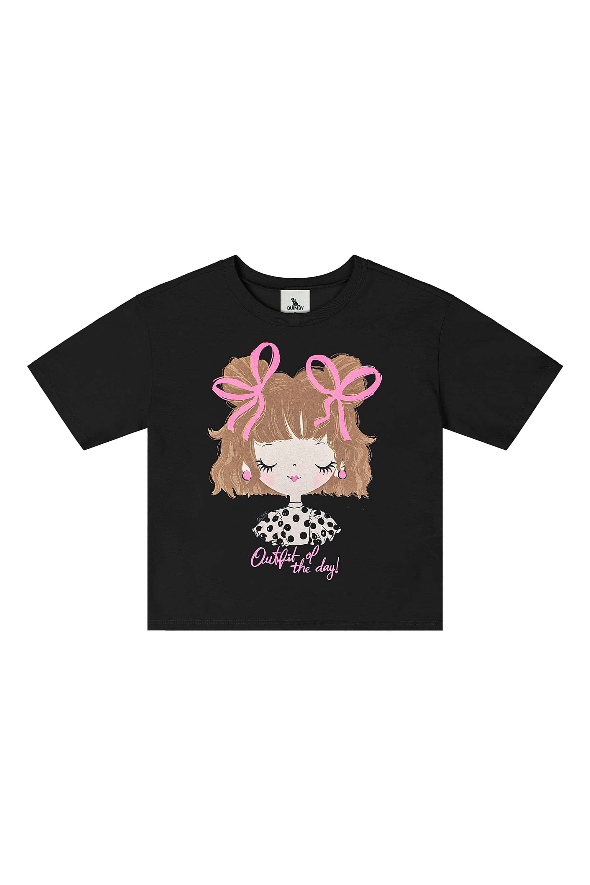 Conjunto Infantil com Blusa e Saia de Bolinhas (Preto) Quimby - Imagem 33
