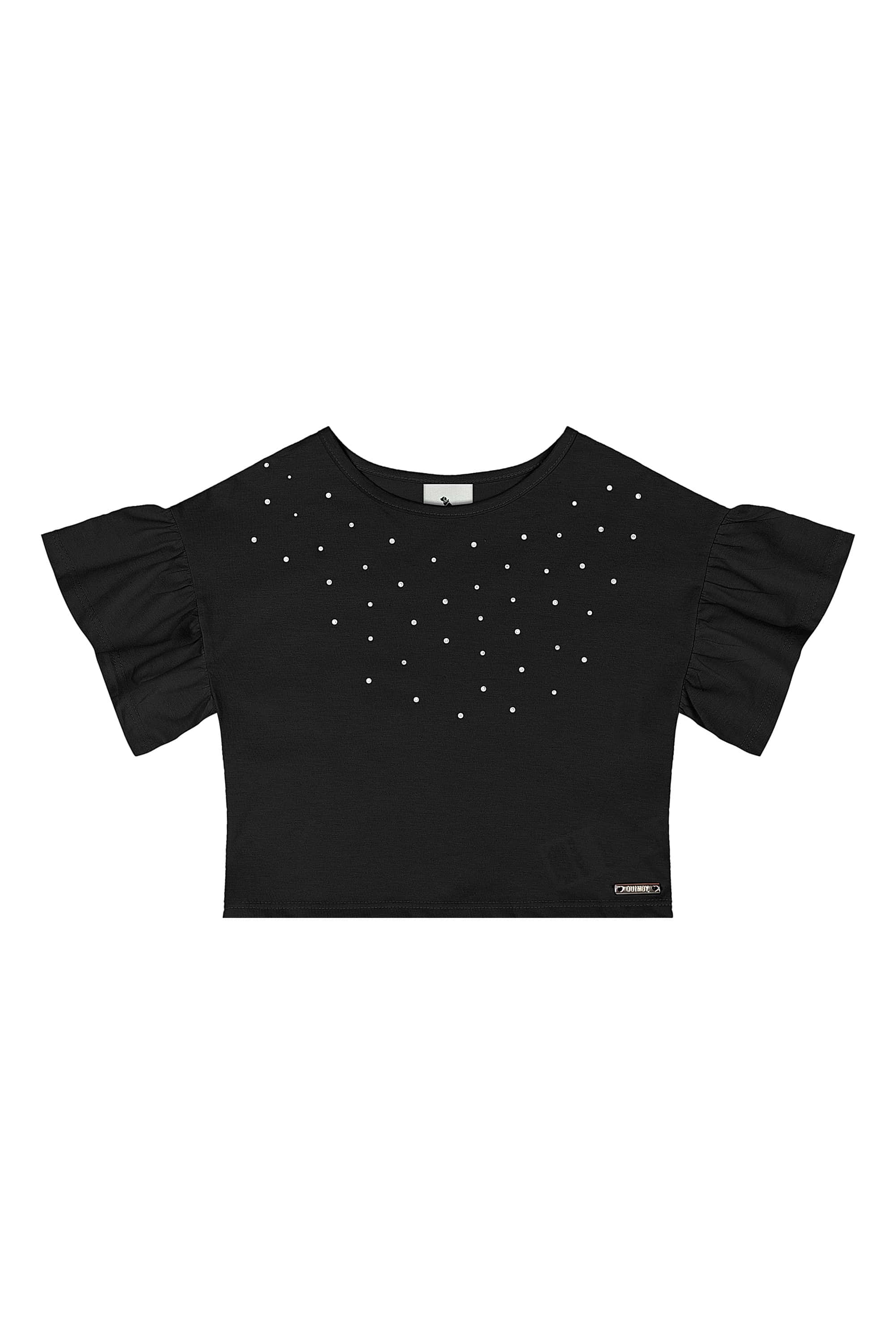 Conjunto Infantil com Blusa e Saia com Strass (Preto) Quimby - Imagem 15