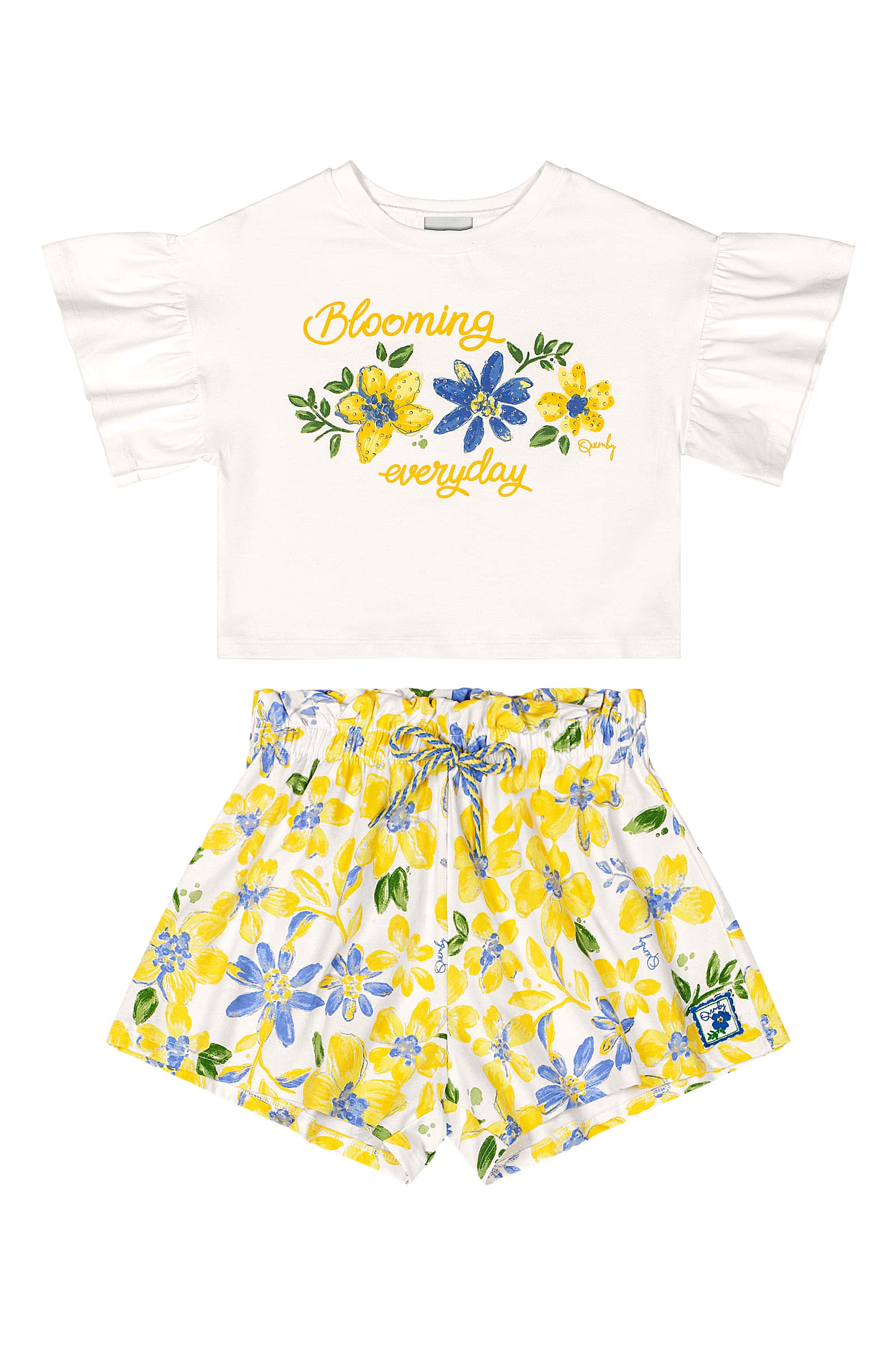 Conjunto Infantil com Blusa e Short Floral (Off White) Quimby - Imagem 38