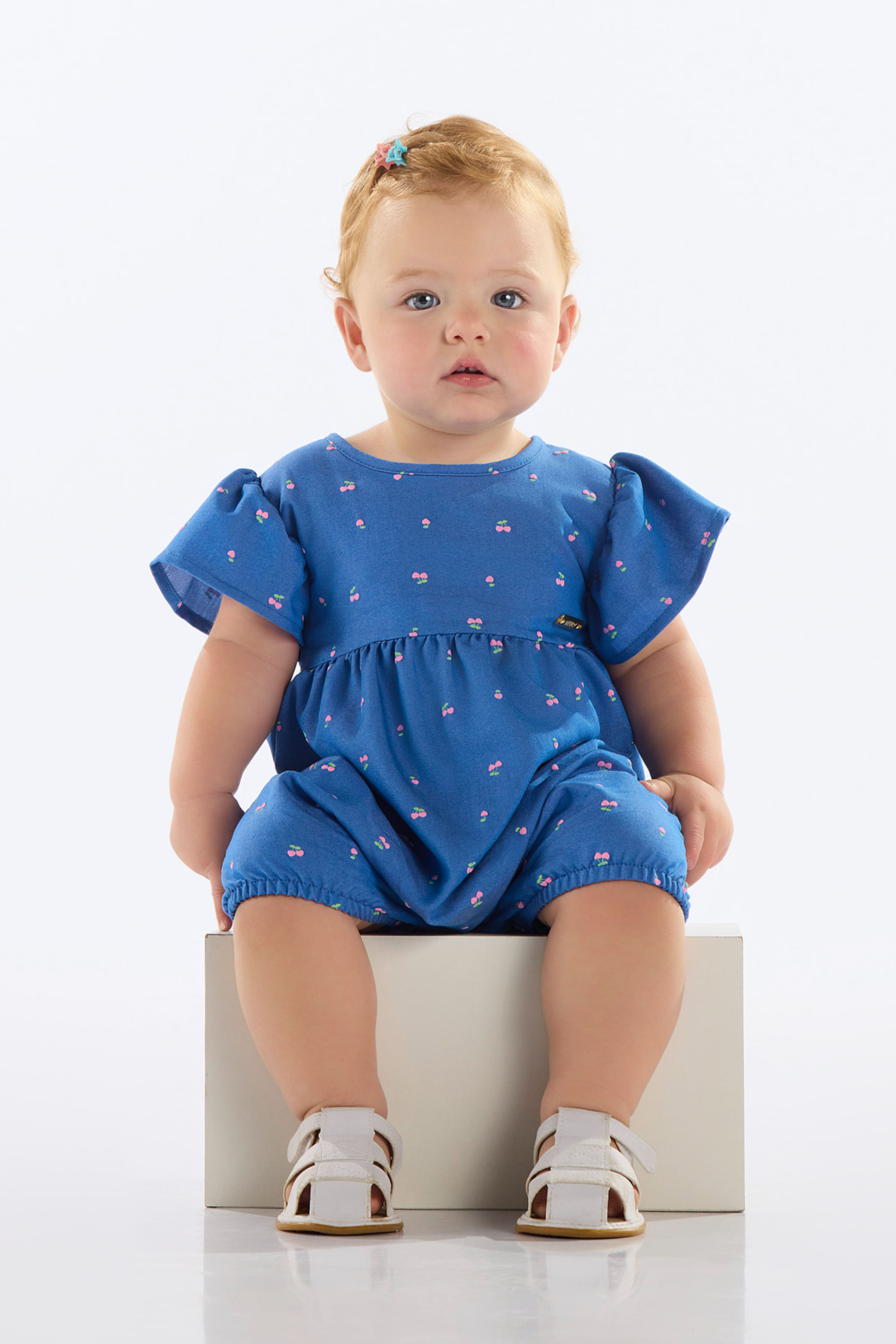 Banho de Sol de Cerejinhas para Bebê Menina (Azul) Quimby