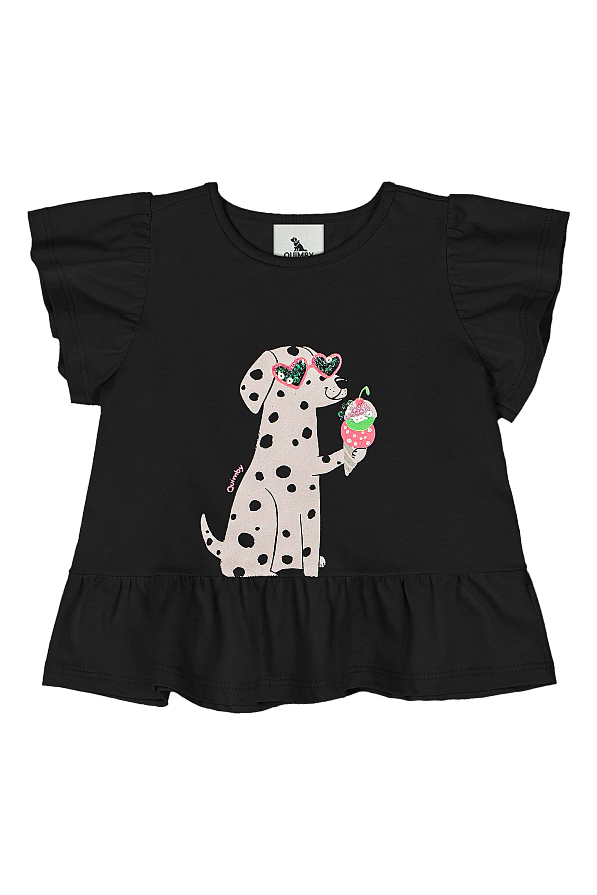 Conjunto com Blusa e Calça Legging para Bebê Menina (Preto) Quimby - Imagem 27