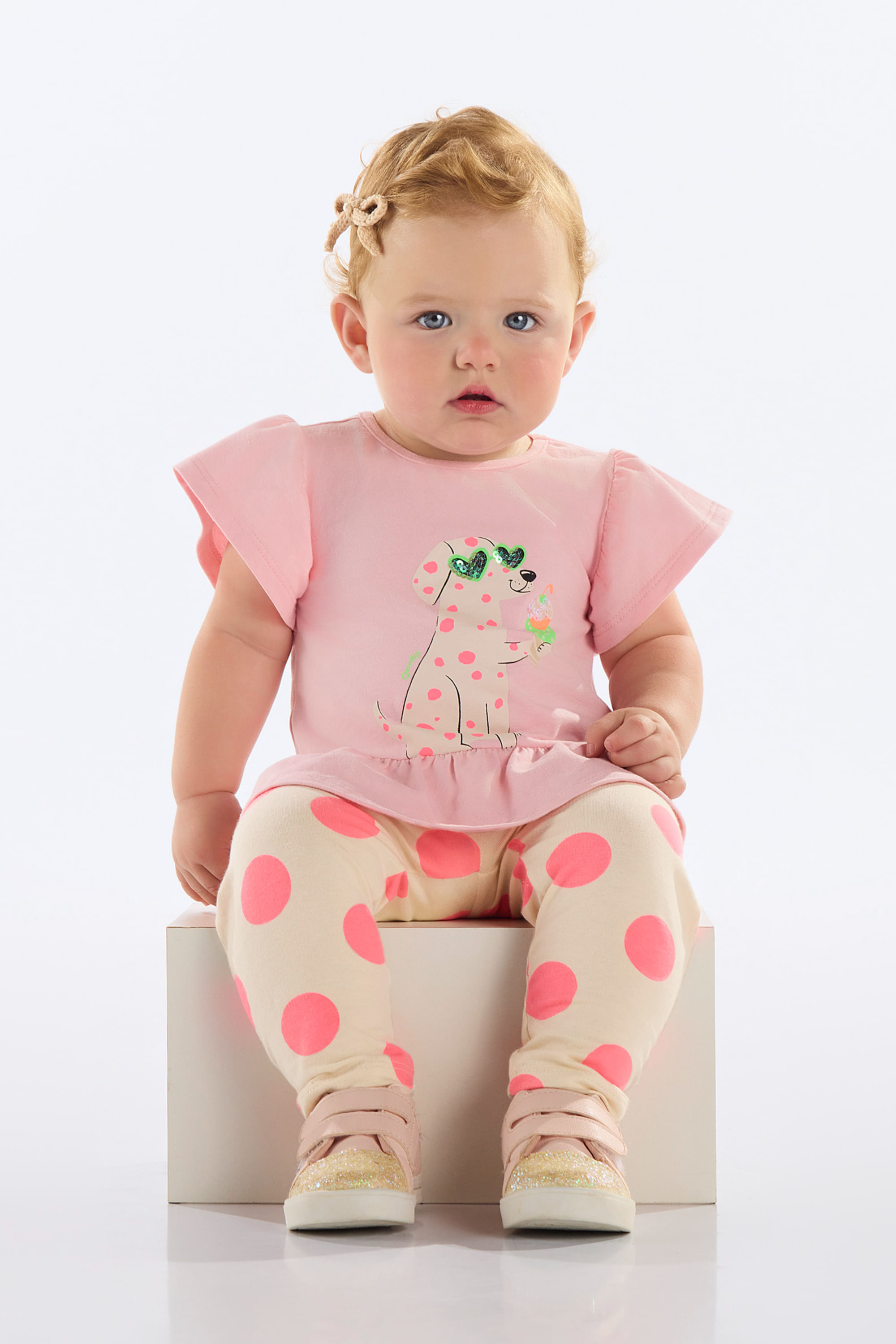 Conjunto com Blusa e Calça Legging para Bebê Menina (Rosa) Quimby - Imagem 13