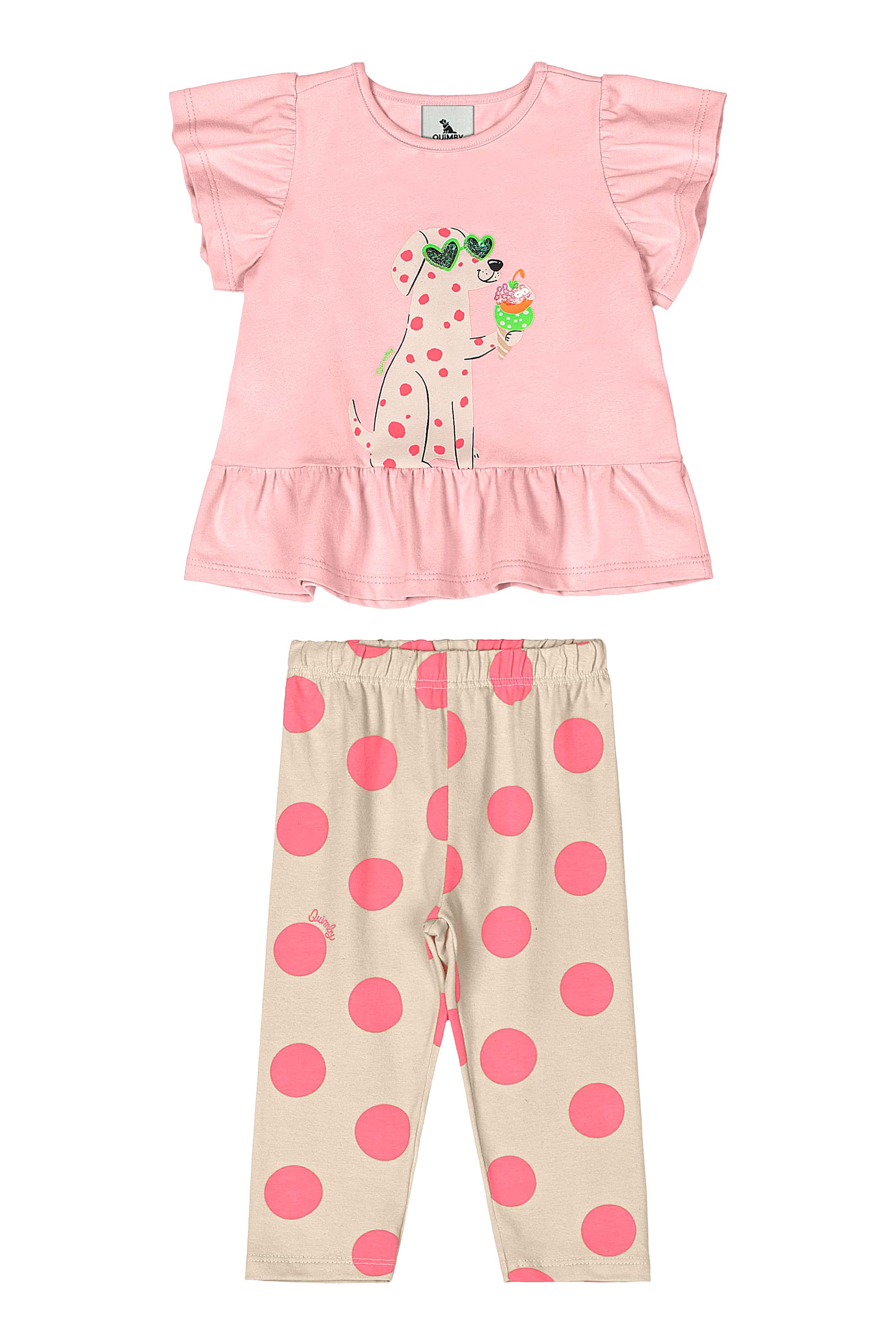 Conjunto com Blusa e Calça Legging para Bebê Menina (Rosa) Quimby - Imagem 14