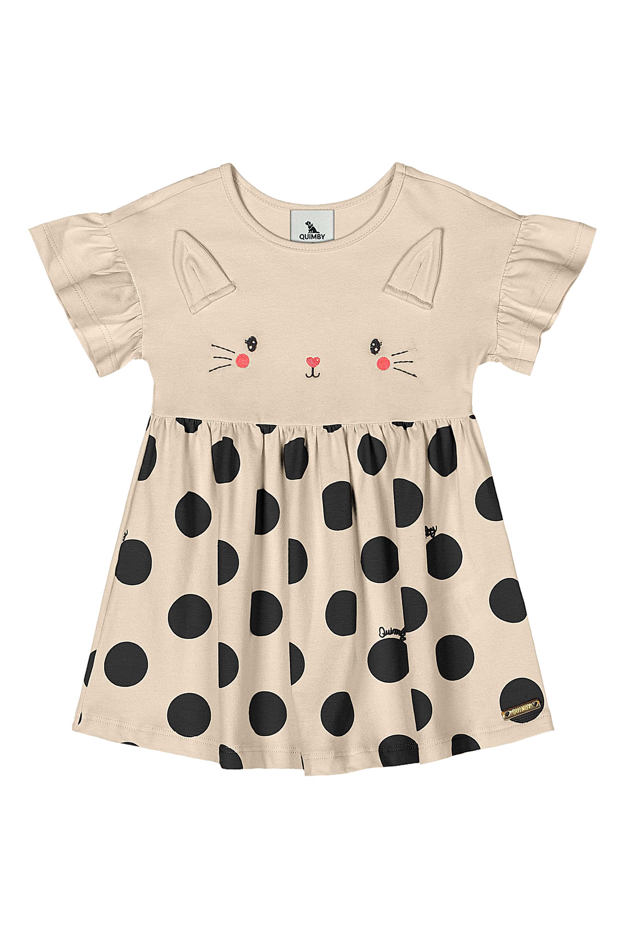 Vestido Coelhinho em Cotton para Bebê (Preto) Quimby - Imagem 3
