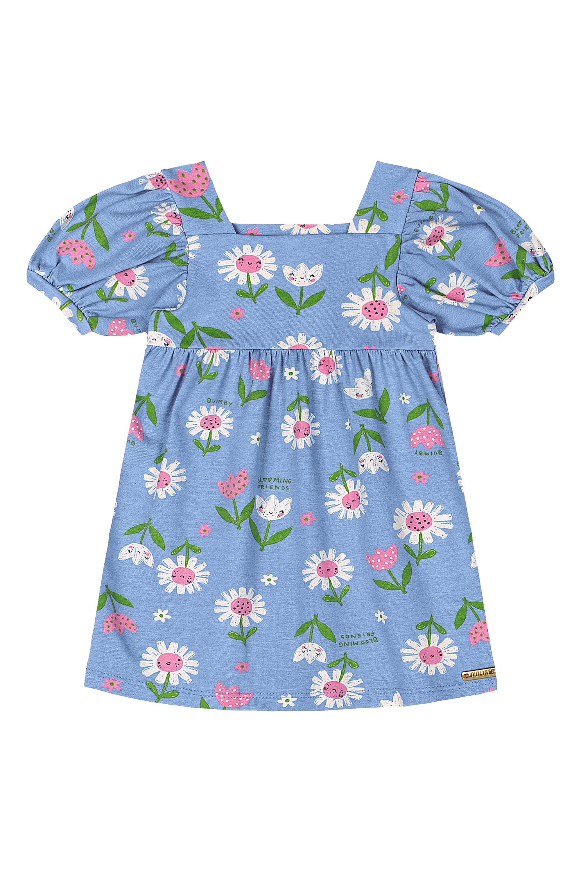 Vestido Florezinhas em Cotton para Bebê (Azul) Quimby - Imagem 9