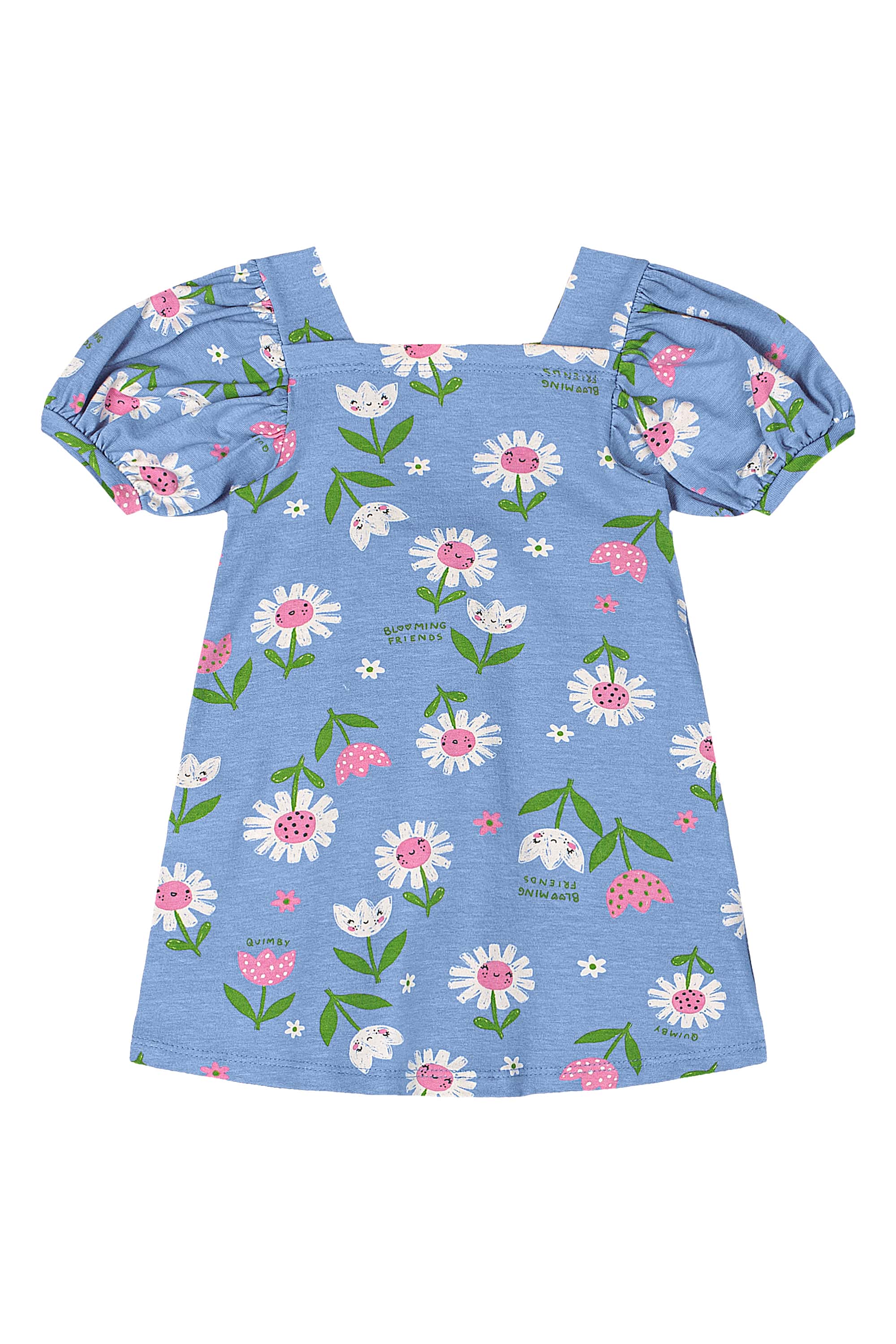 Vestido Florezinhas em Cotton para Bebê (Azul) Quimby - Imagem 10