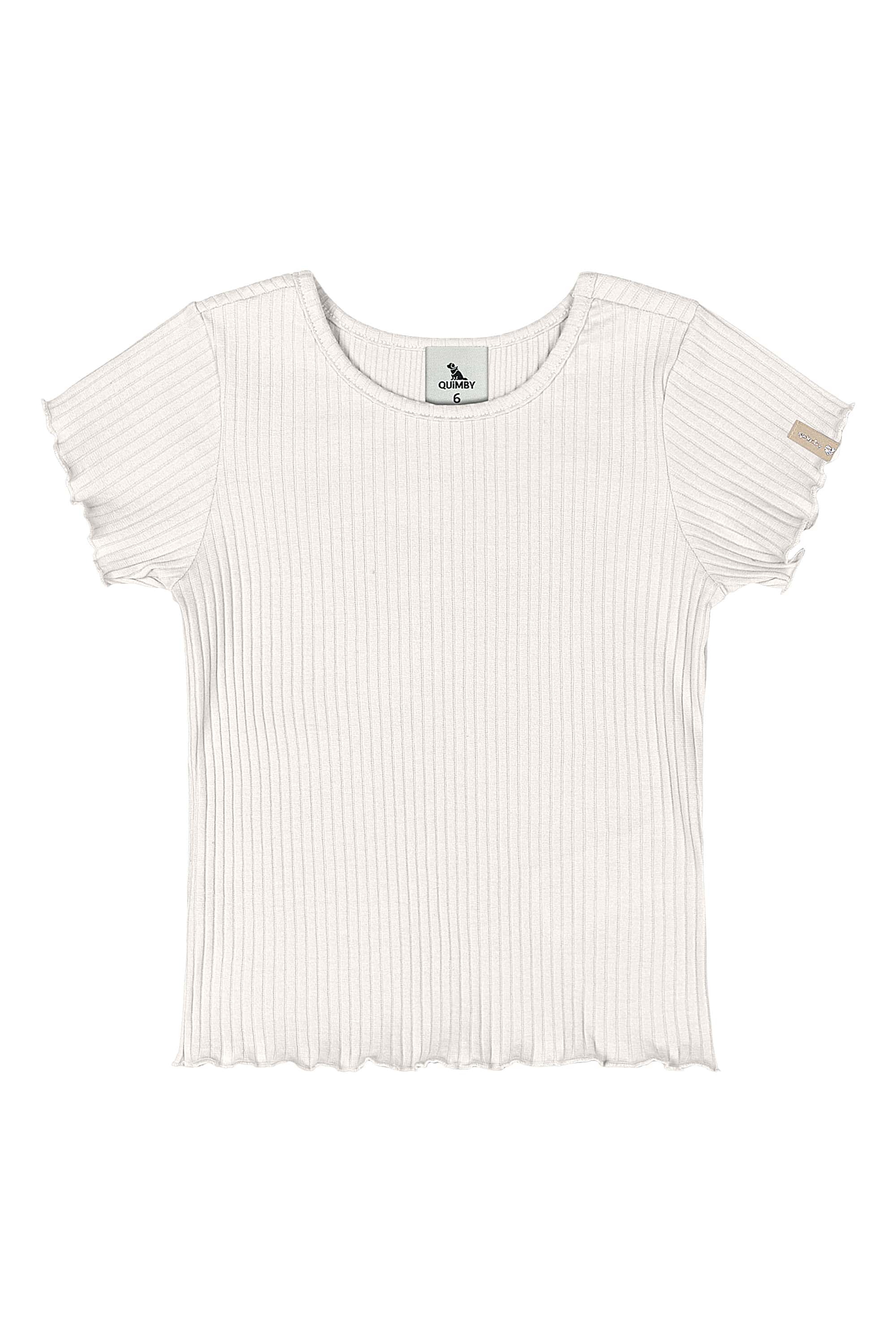 Blusa em Ribana Canelada Infantil Feminina (Off White) Quimby - Imagem 9