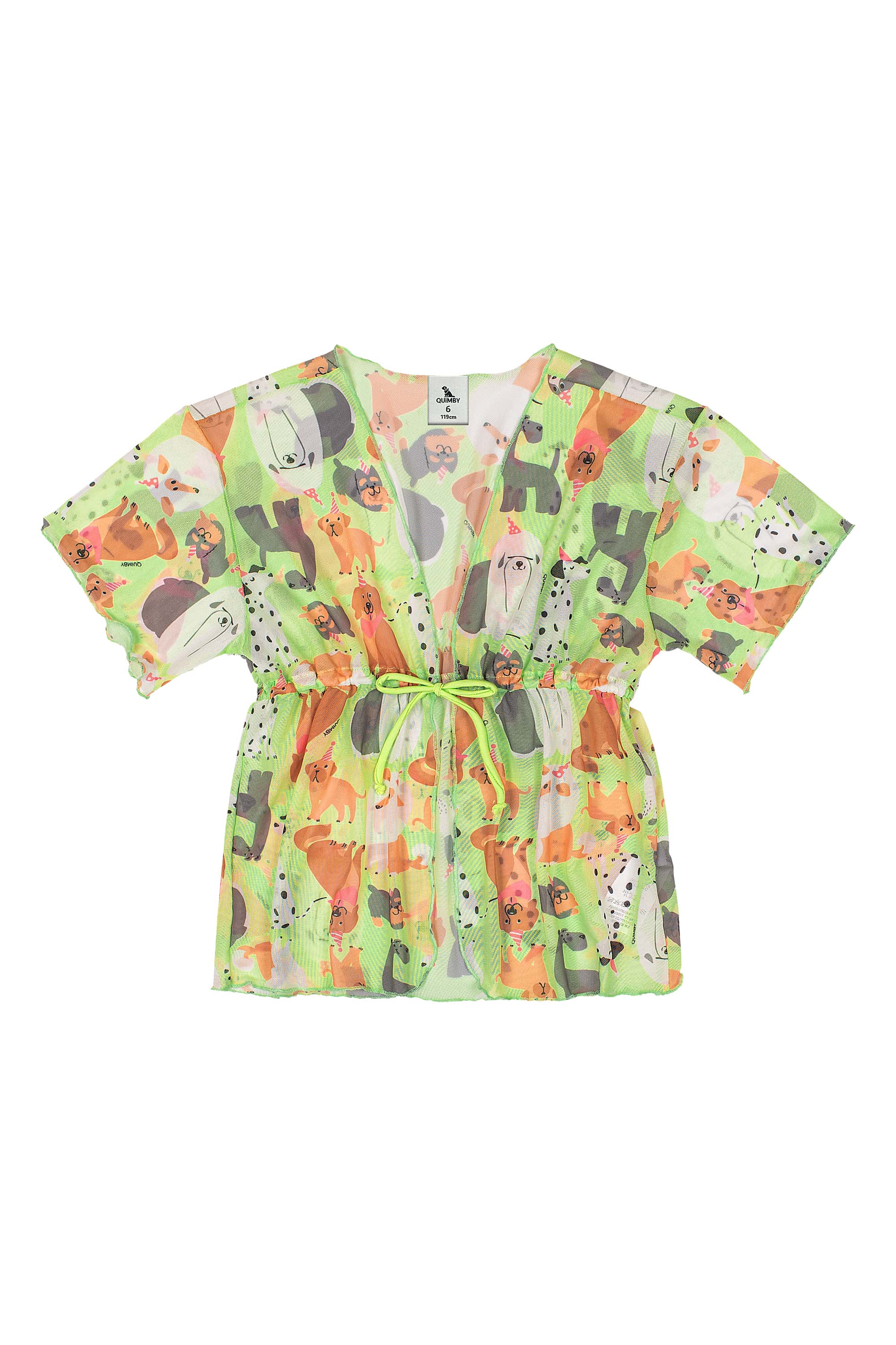 Saída de Praia Estampada Infantil para Menina (Verde) Quimby - Imagem 5