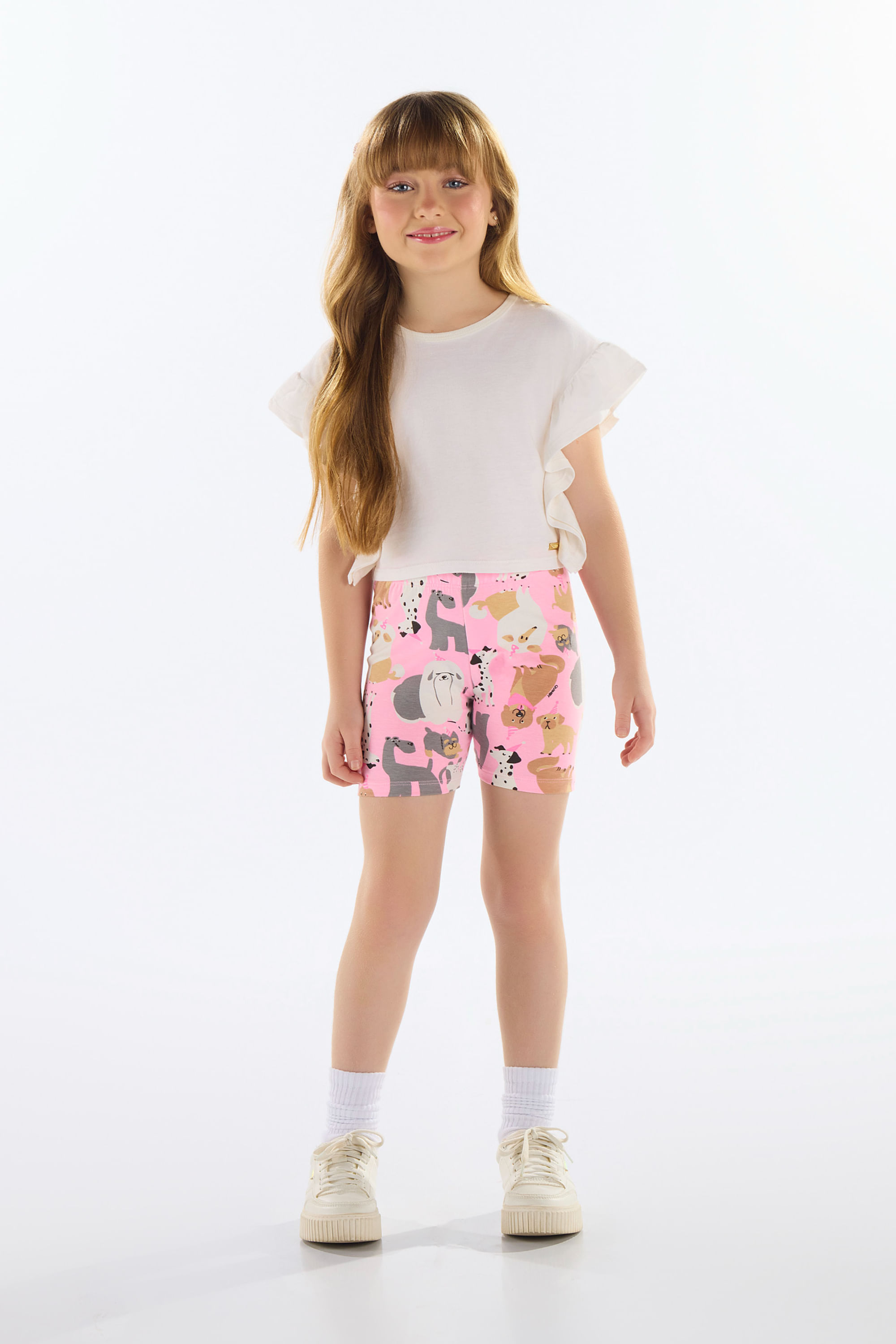 Bermuda Ciclista Estampada Infantil em Cotton (Roxo) Quimby - Imagem 18