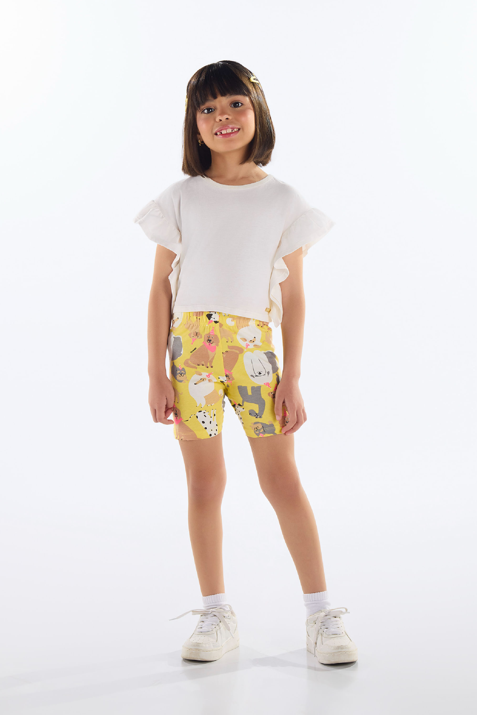 Bermuda Ciclista Estampada Infantil em Cotton (Amarelo) Quimby - Imagem 15