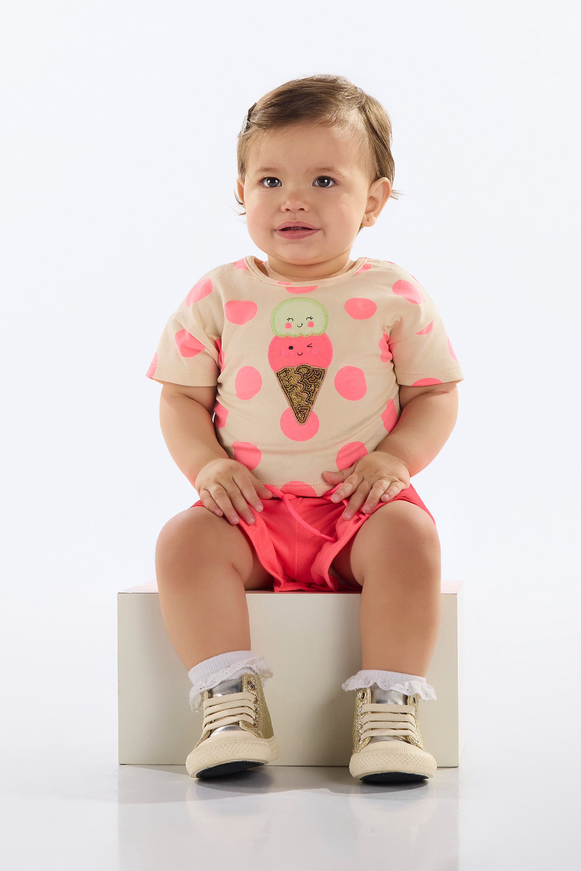 Conjunto com Blusa e Short para Bebê Menina (Rosa) Quimby - Imagem 7