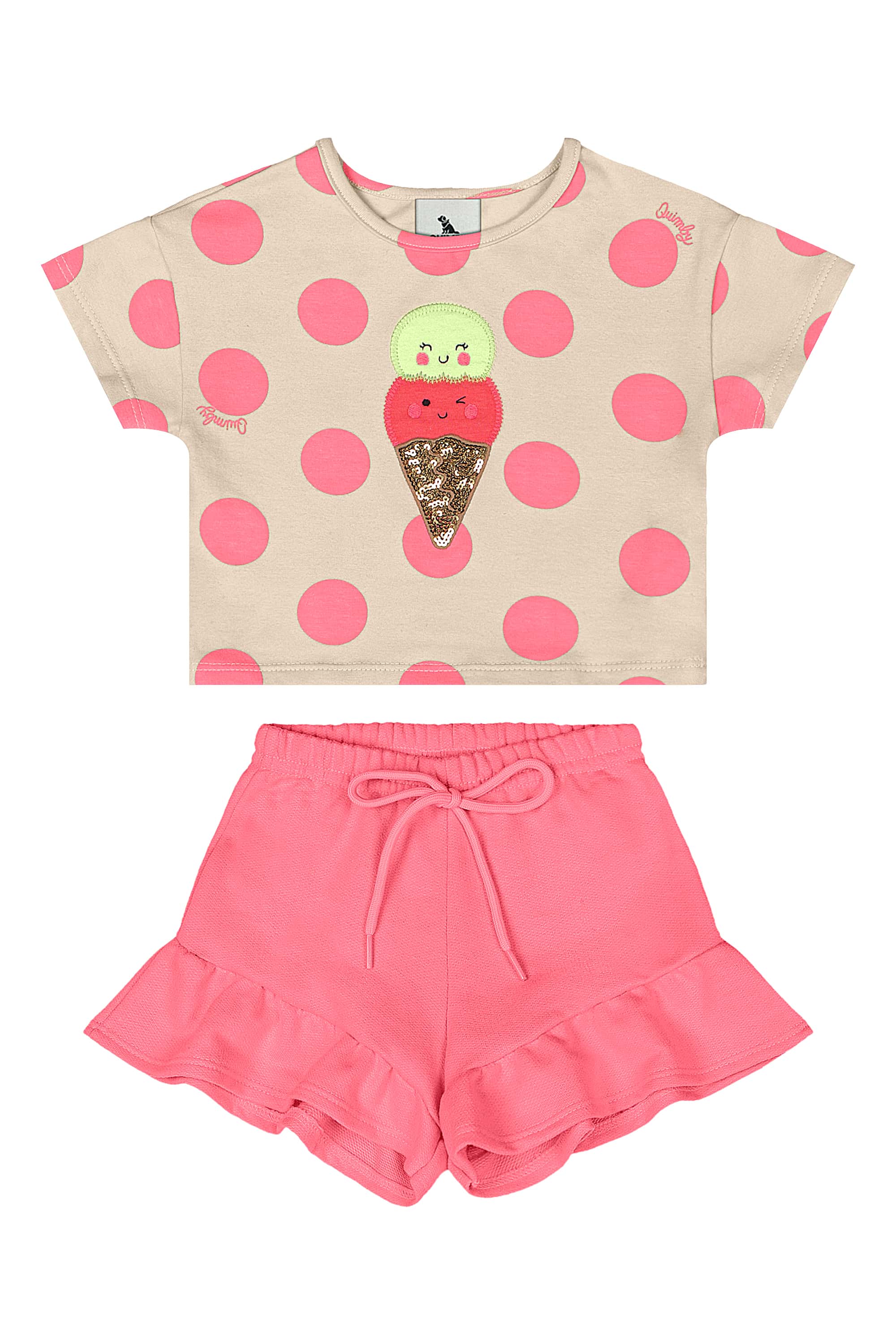 Conjunto com Blusa e Short para Bebê Menina (Rosa) Quimby - Imagem 8