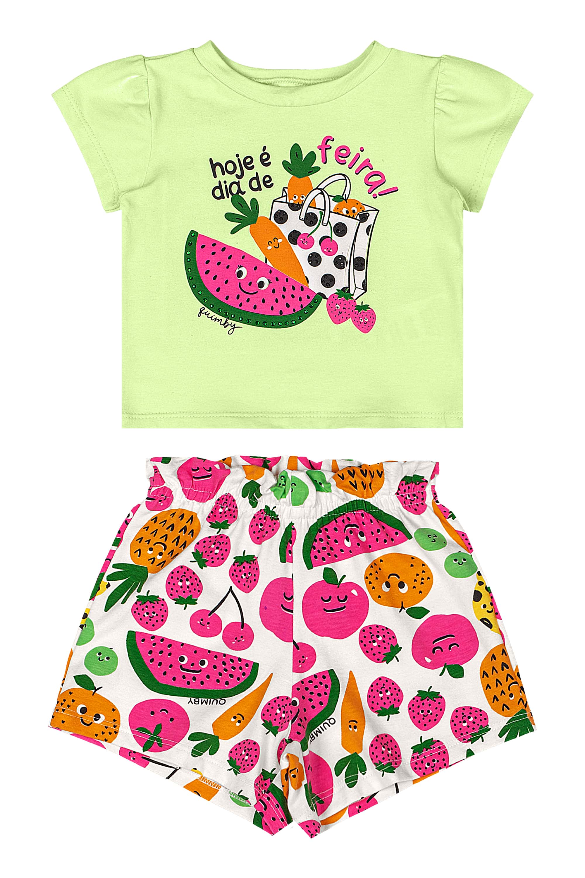 Conjunto Bebê com Blusa e Short Frutinhas (Verde) Quimby - Imagem 8