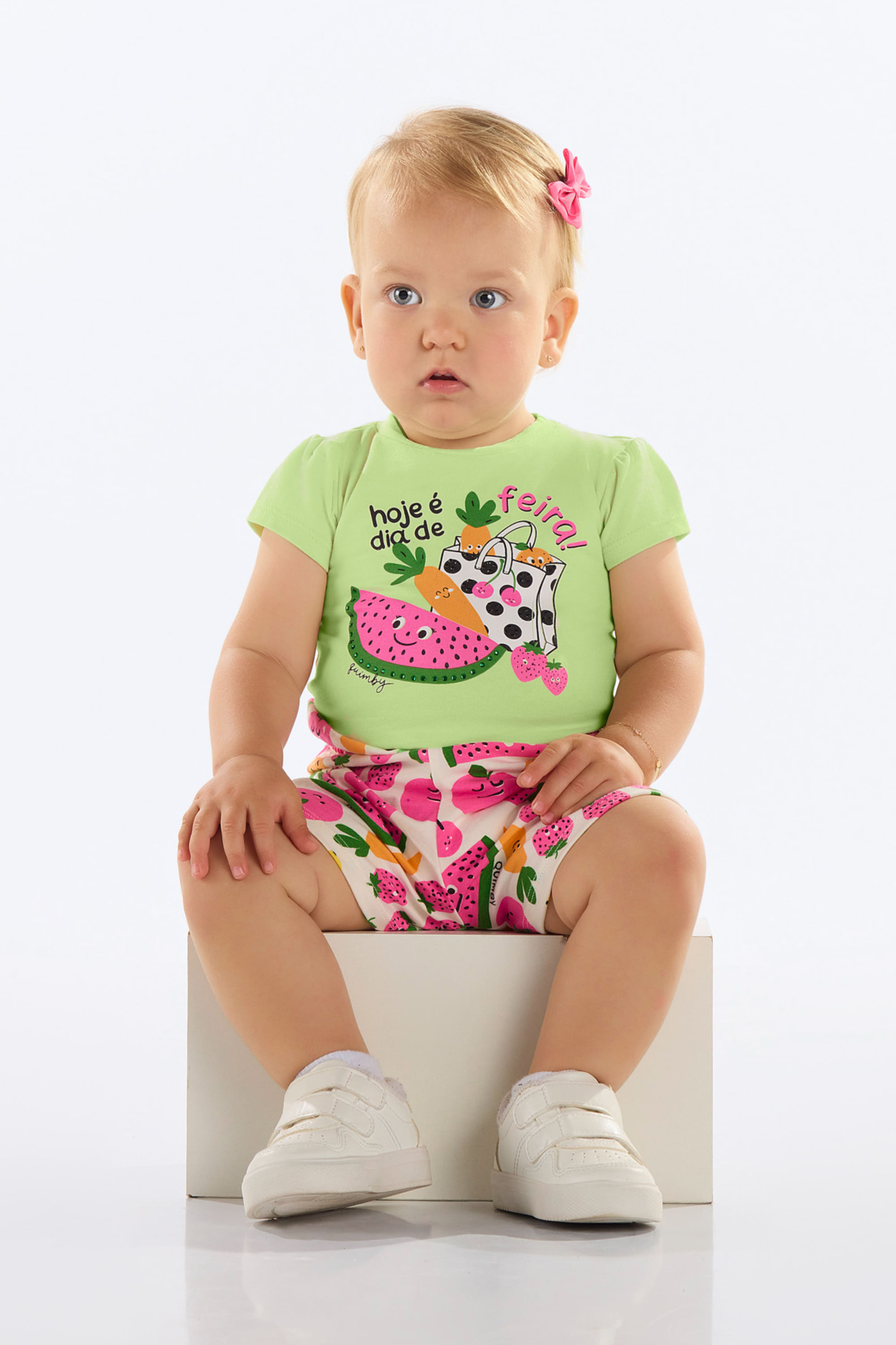 Conjunto Bebê com Blusa e Short Frutinhas (Verde) Quimby - Imagem 19