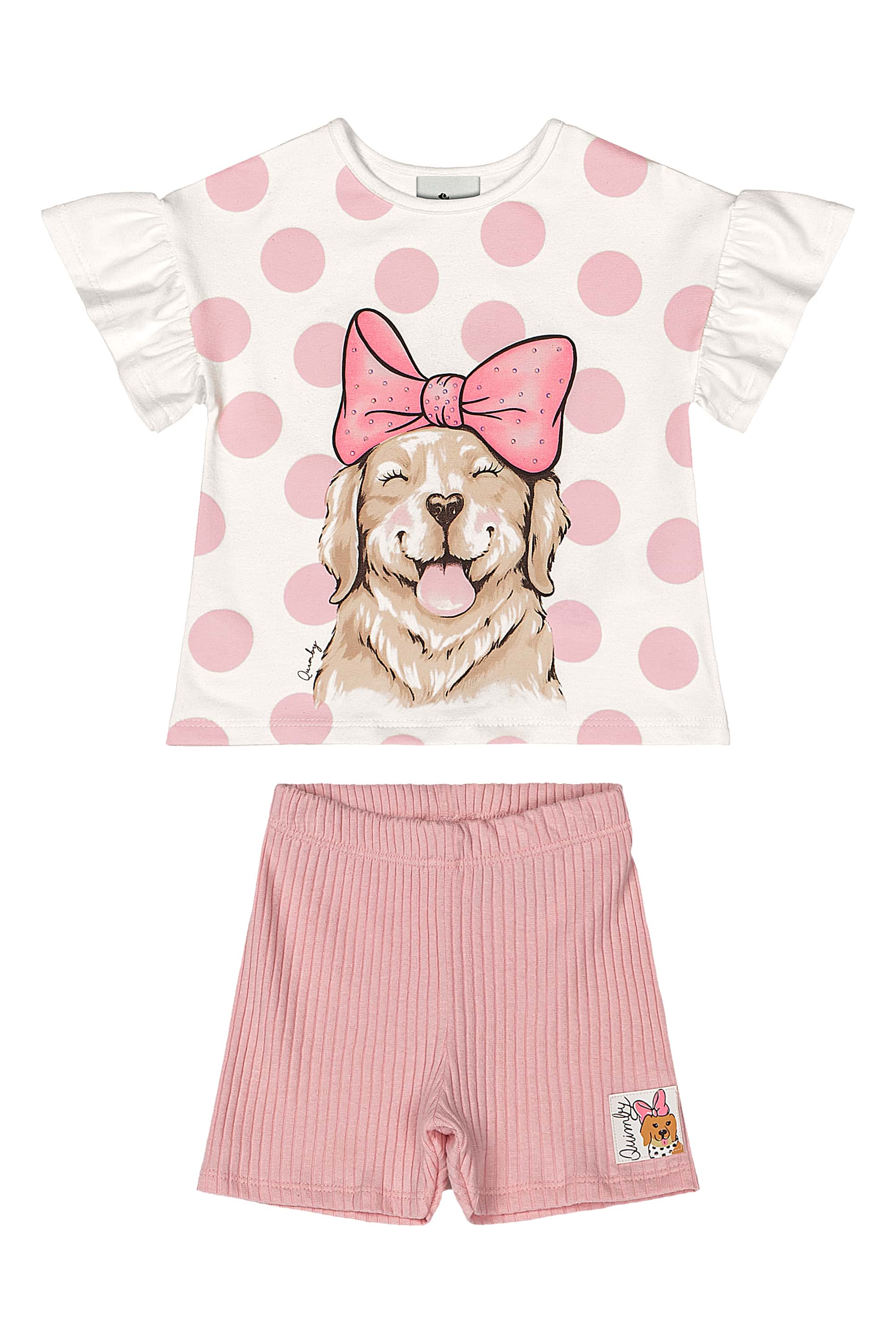 Conjunto Bebê com Blusa e Bermuda Ciclista (Rosa) Quimby - Imagem 20