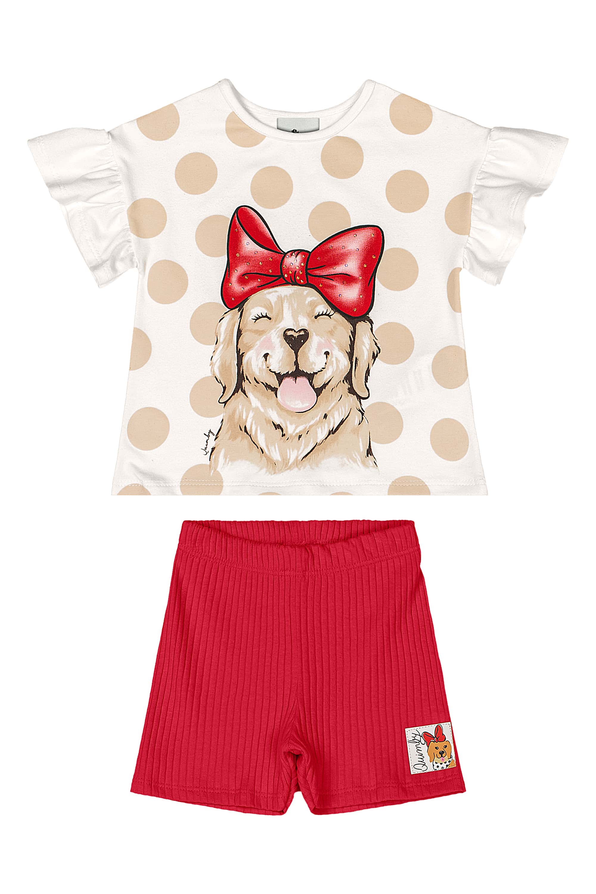 Conjunto Bebê com Blusa e Bermuda Ciclista (Vermelho) Quimby - Imagem 6