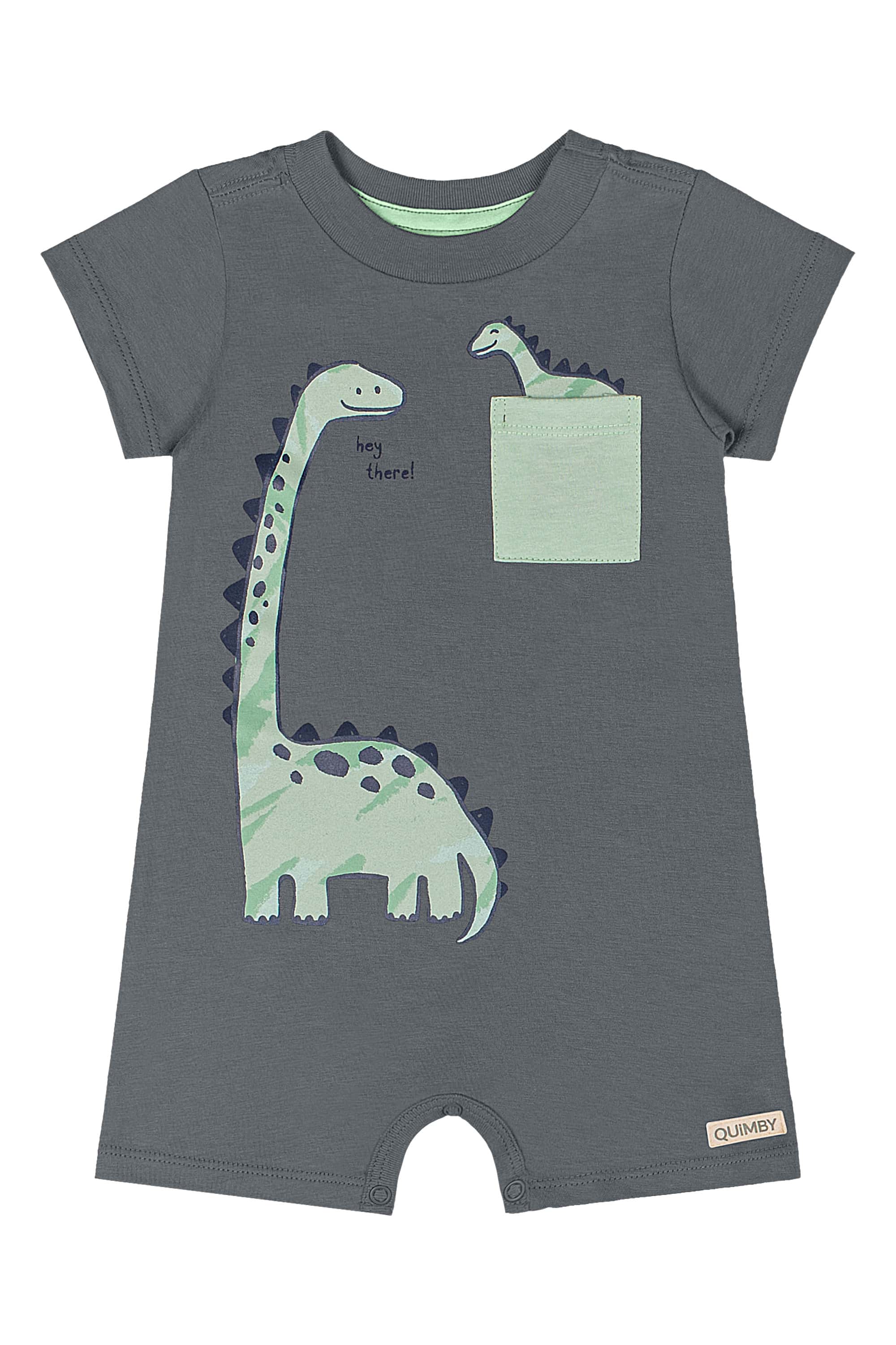 Macaquinho Dino para Bebê Menino (Cinza Escuro) Quimby - Imagem 7
