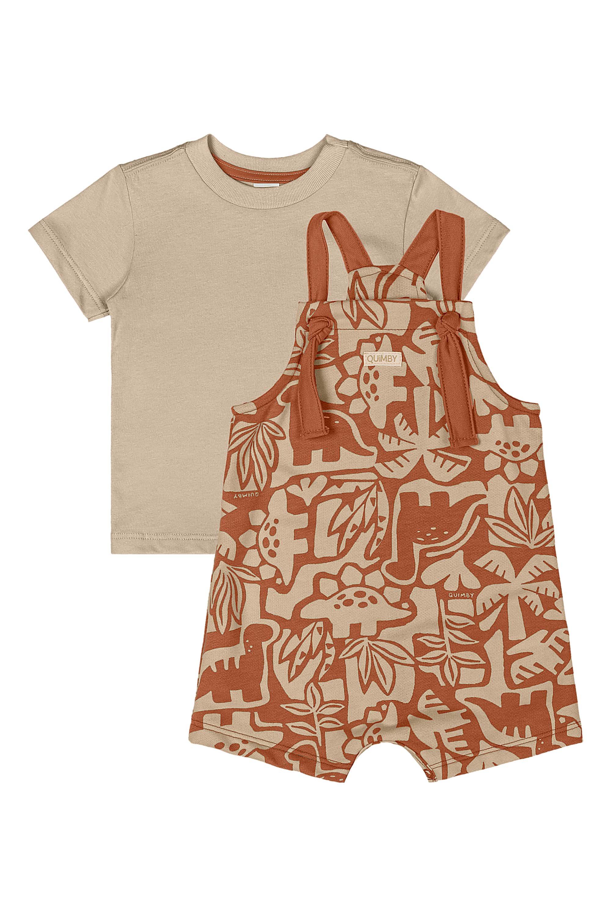 Conjunto Bebê com Camiseta e Jardineira (Bege) Quimby - Imagem 8