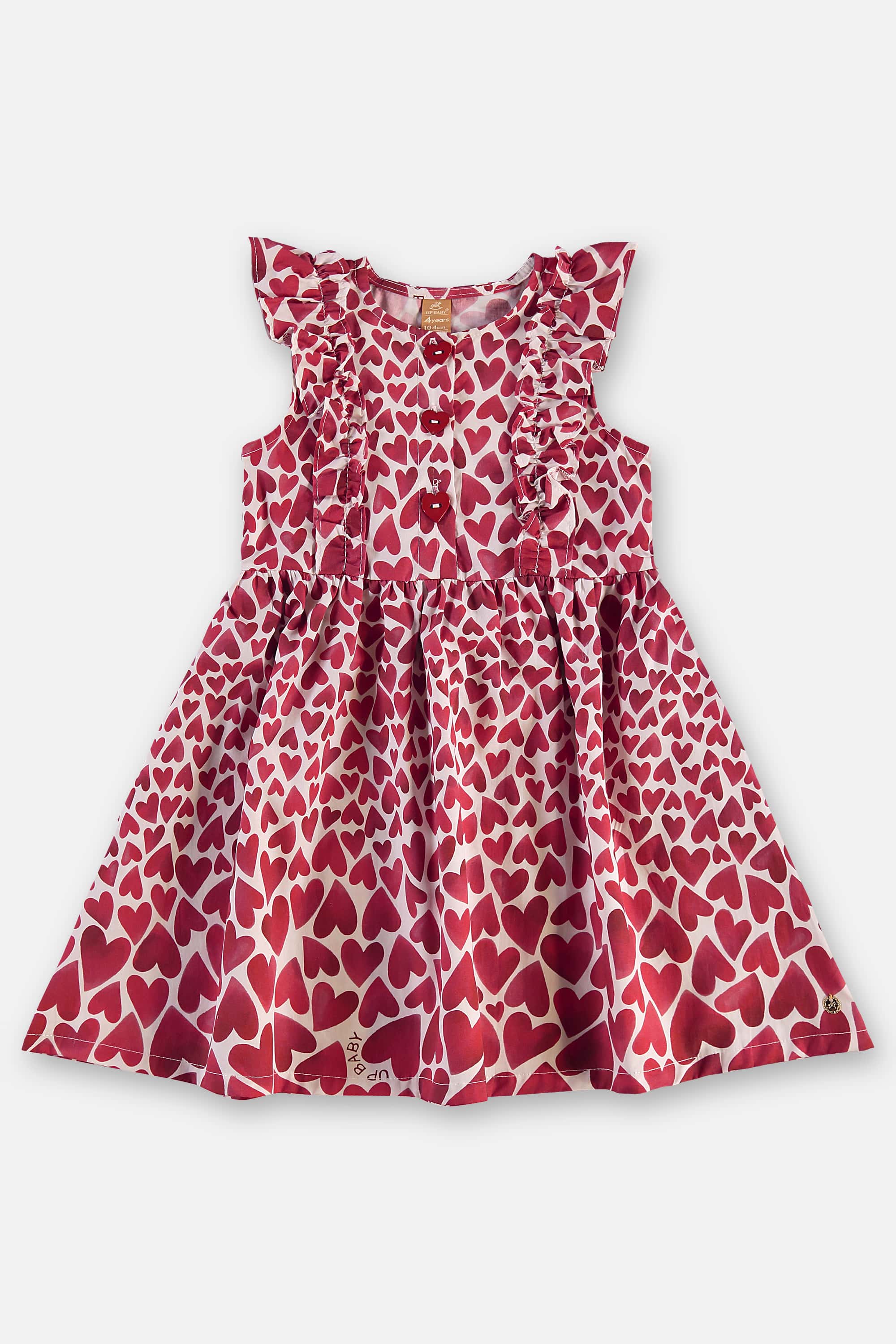 Vestido Infantil Corações em Algodão (Vermelho) Up Baby - Imagem 2