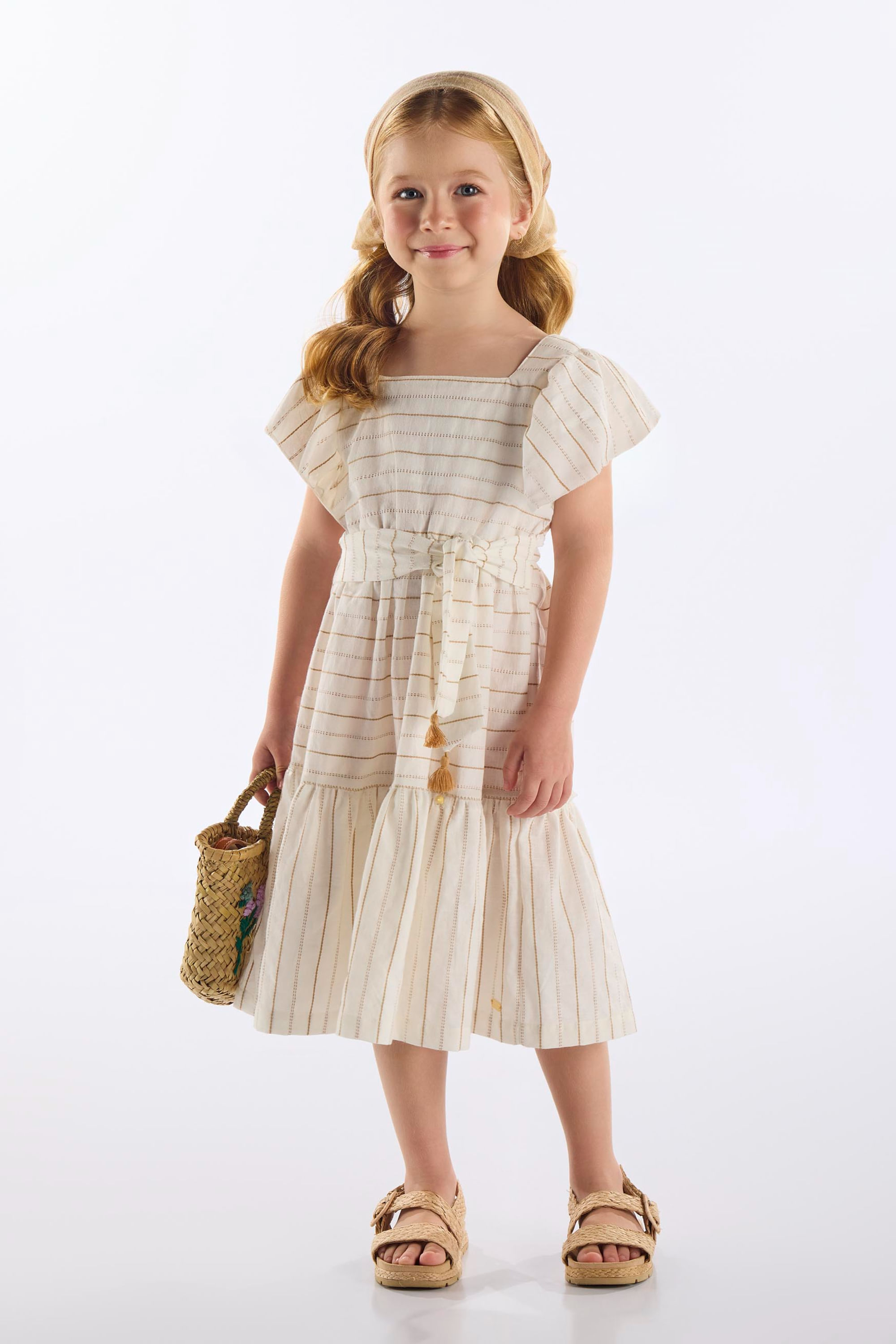 Vestido Infantil em Algodão com Faixa (Off White) Up Baby - Imagem 4