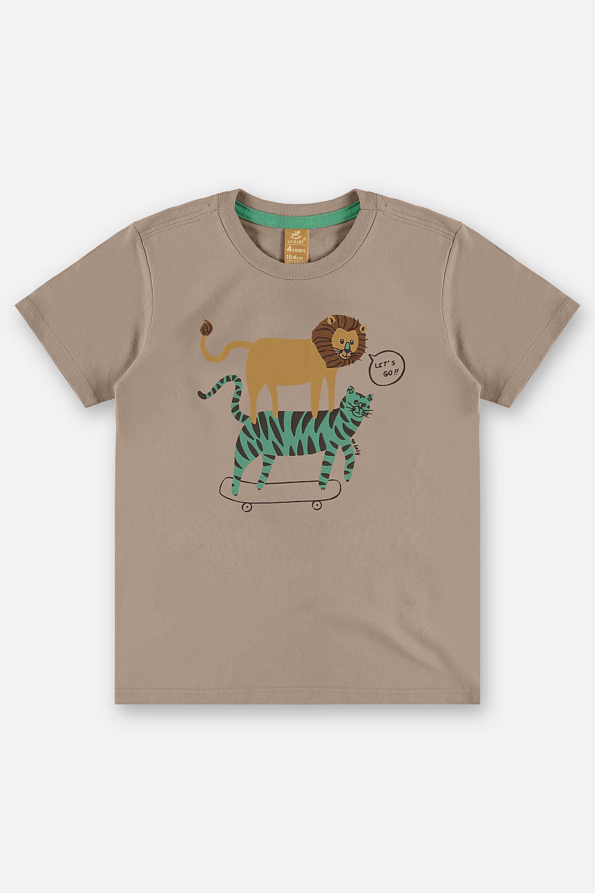 Conjunto com Camiseta Animais e Bermuda Infantil Masculino (Bege) Up Baby - Imagem 19