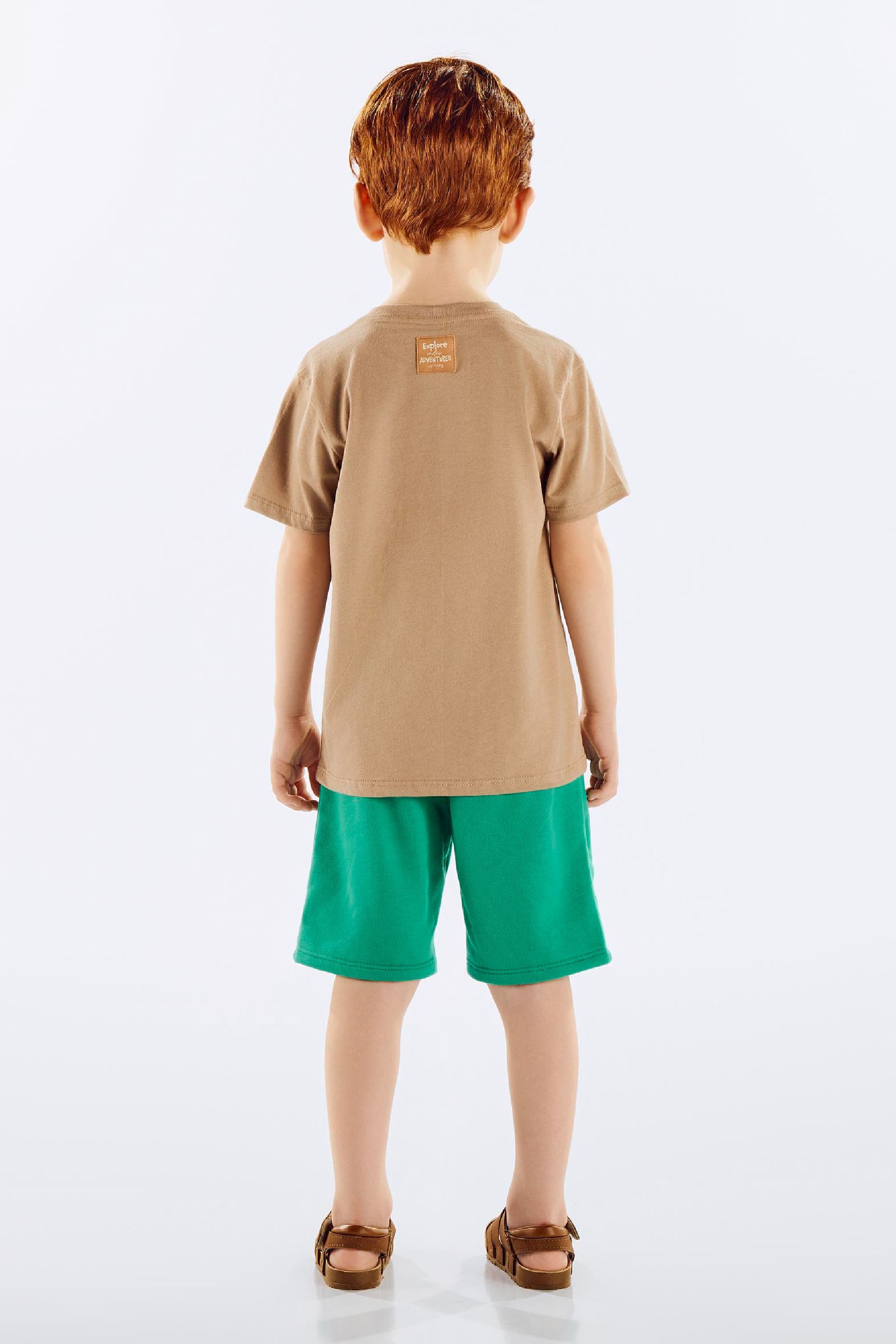 Conjunto com Camiseta Animais e Bermuda Infantil Masculino (Bege) Up Baby - Imagem 5