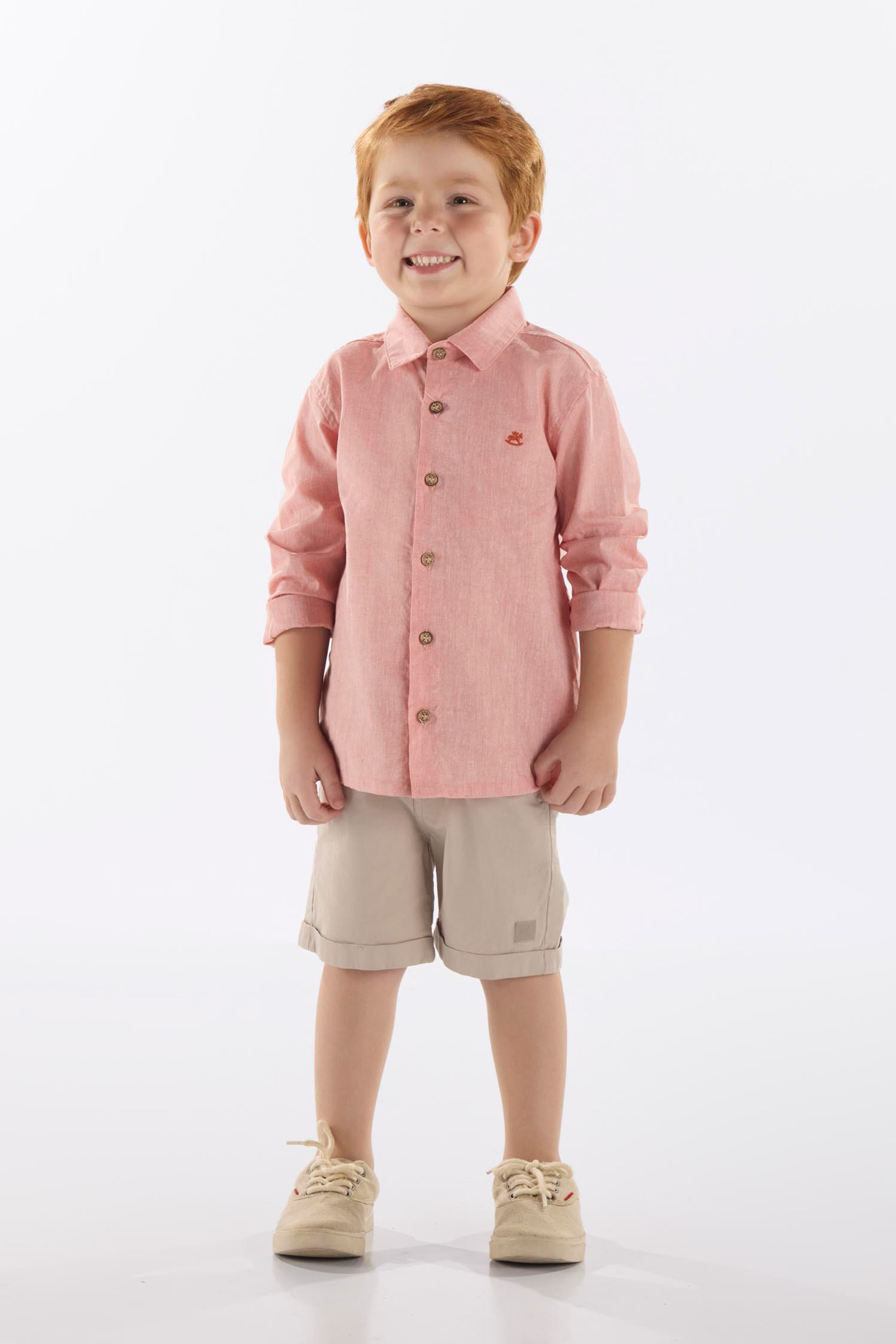 Bermuda Infantil Masculina em Sarja com Elastano (Bege) Up Baby - Imagem 18