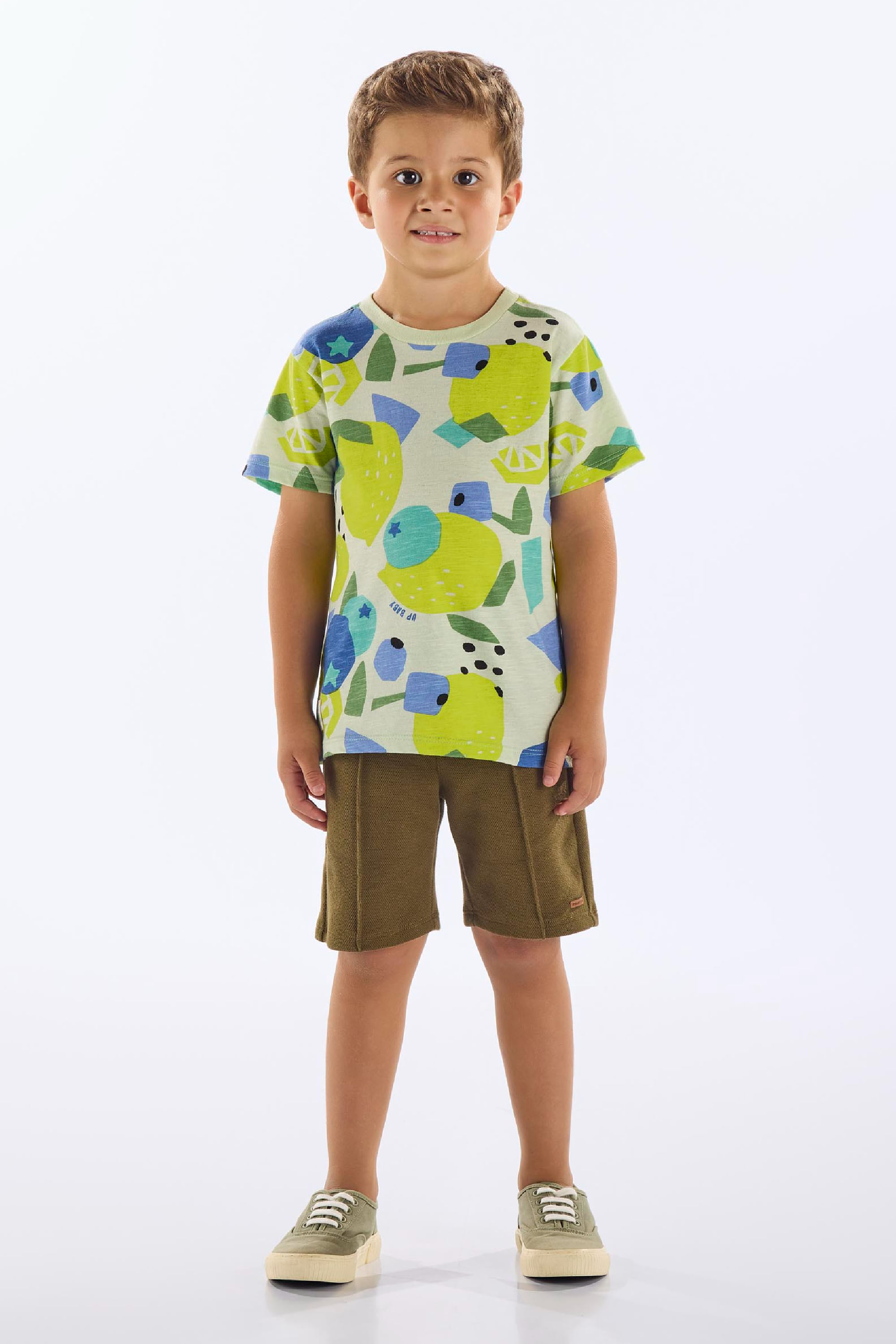 Camiseta Frutas em Algodão Infantil Masculina (Verde Claro) Up Baby