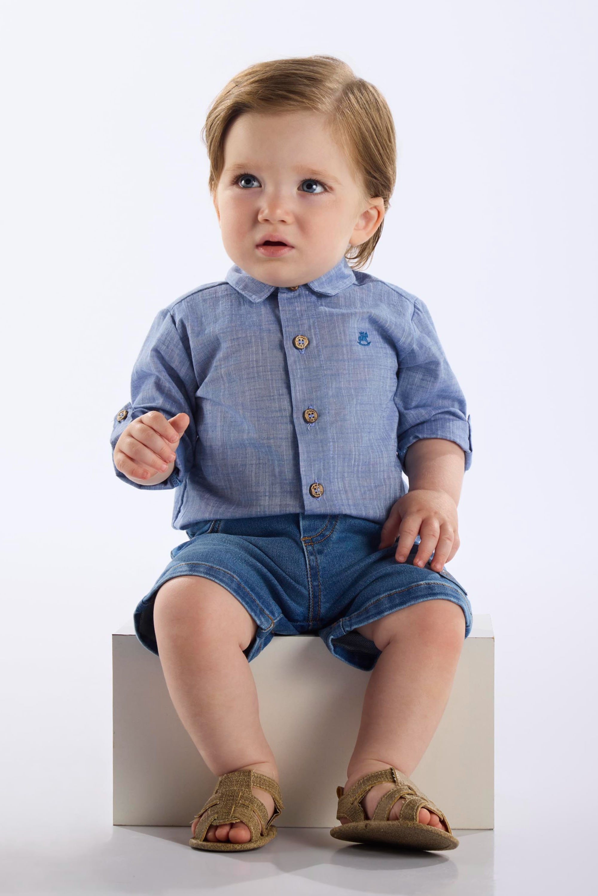 Bermuda Infantil Masculina em Jeans com Moletom (Azul) Up Baby - Imagem 47