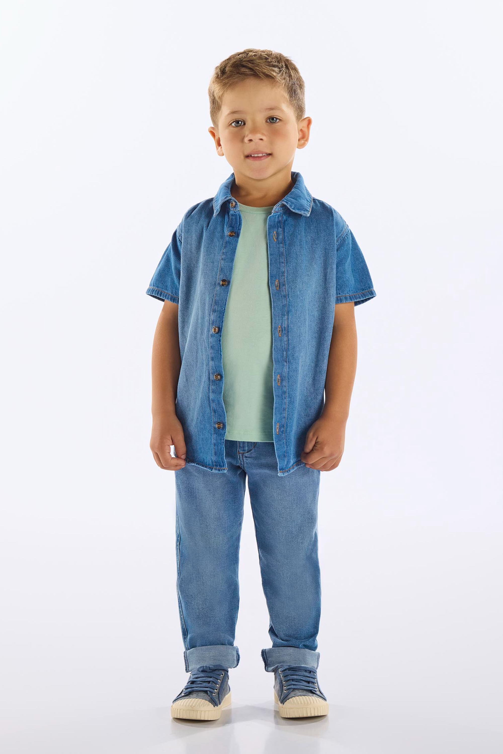 Calça Jeans com Elastano Infantil Masculina (Azul) Up Baby - Imagem 20