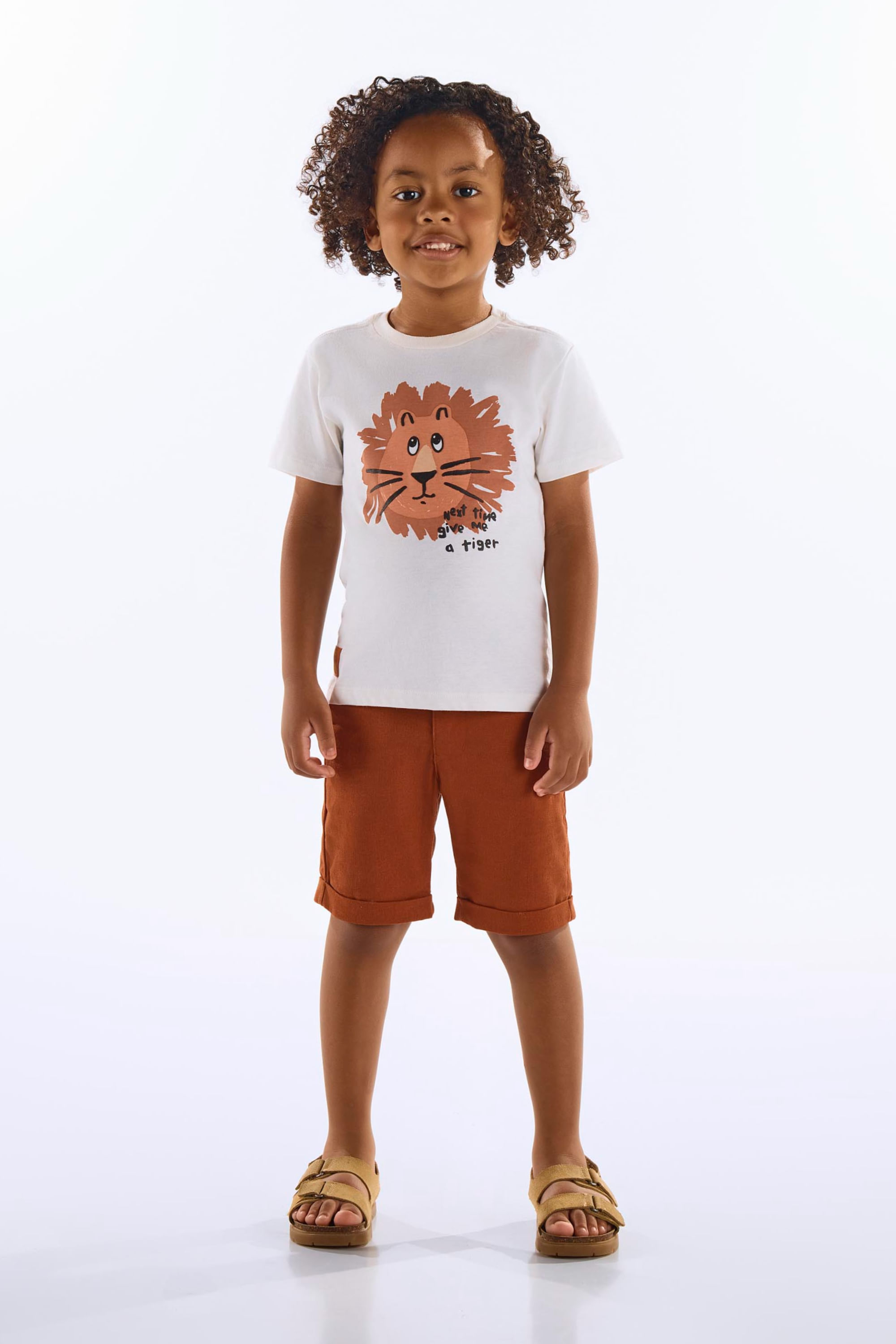 Camiseta Leão em Algodão Infantil Masculina (Off White) Up Baby - Imagem 4